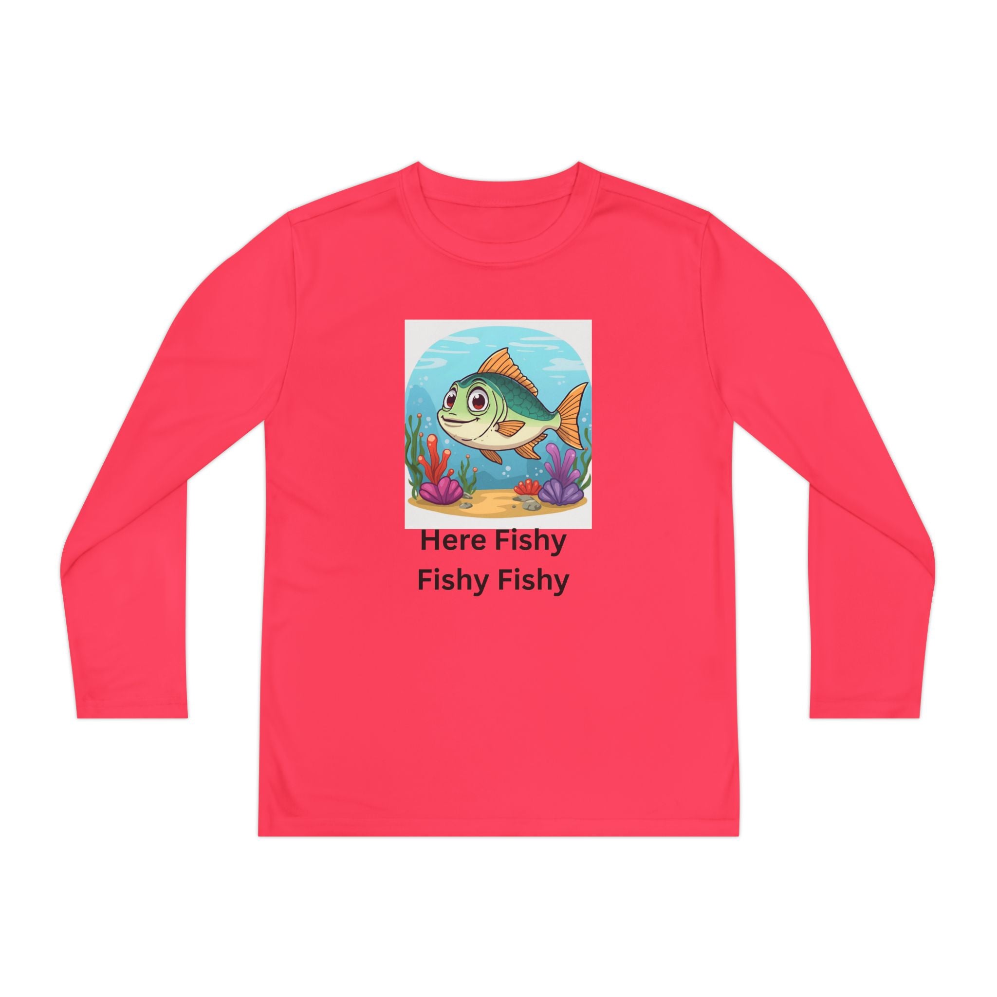 Here Fishy Fishy Fishy Youth Long Sleeve Competitor Tee
