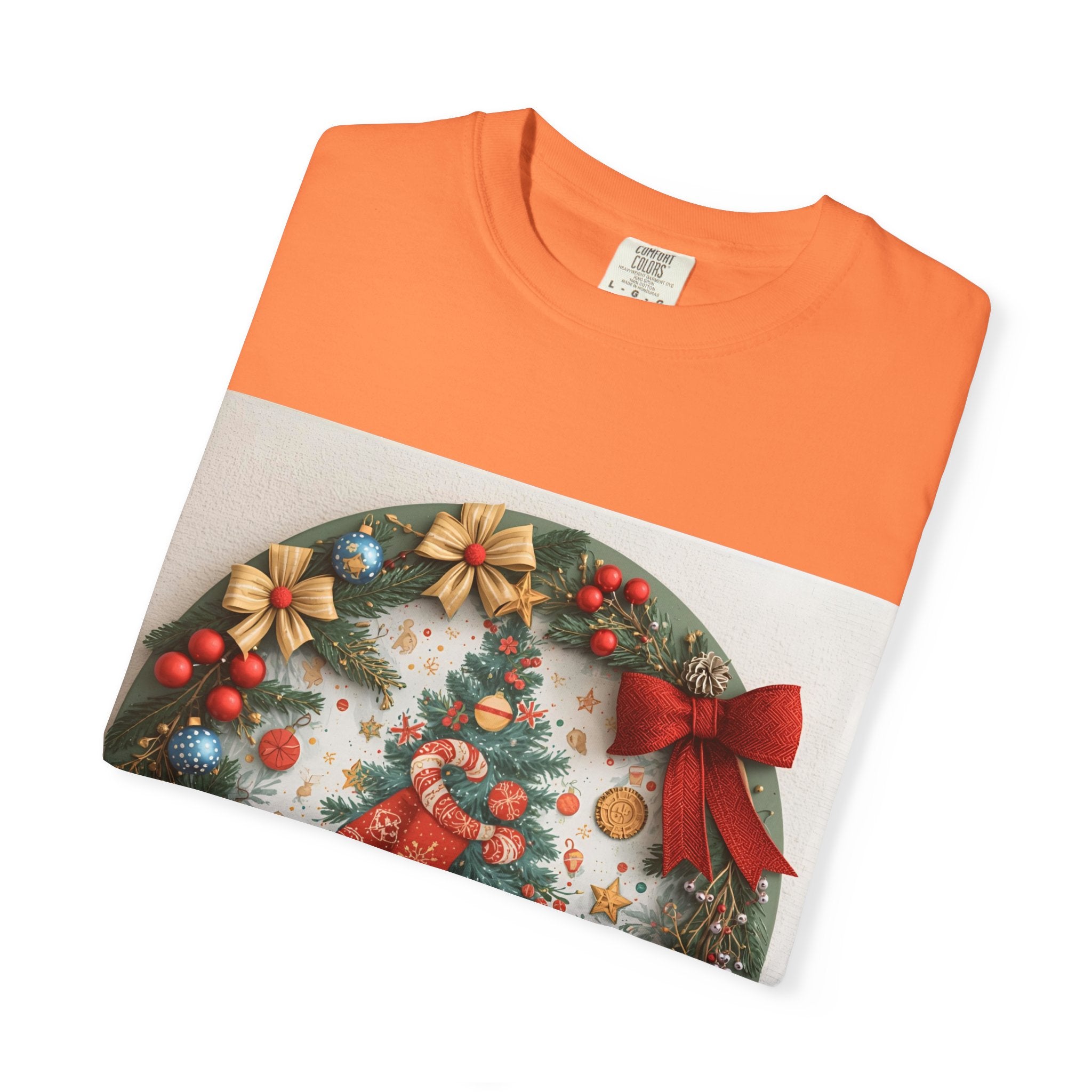 Christmas Wreath Festive Christmas T-shirt, Unisex Holiday Tee, Cheerful Xmas Apparel, Perfect Gift, Winter Celebration Wear, Christmas Spirit Shirt