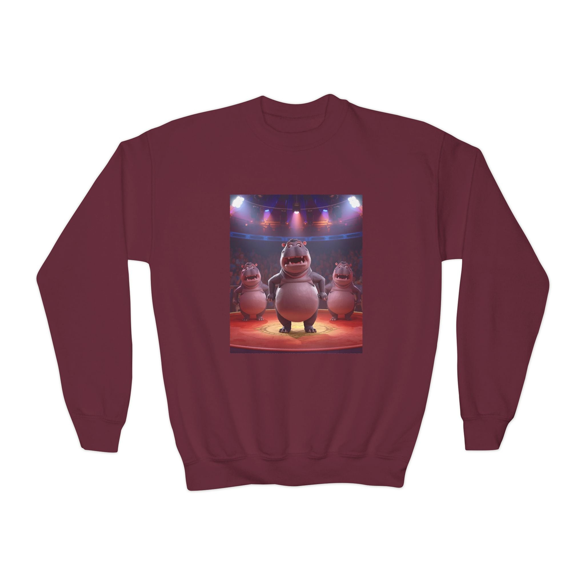 Hippo Funny Youth Crewneck Sweatshirt