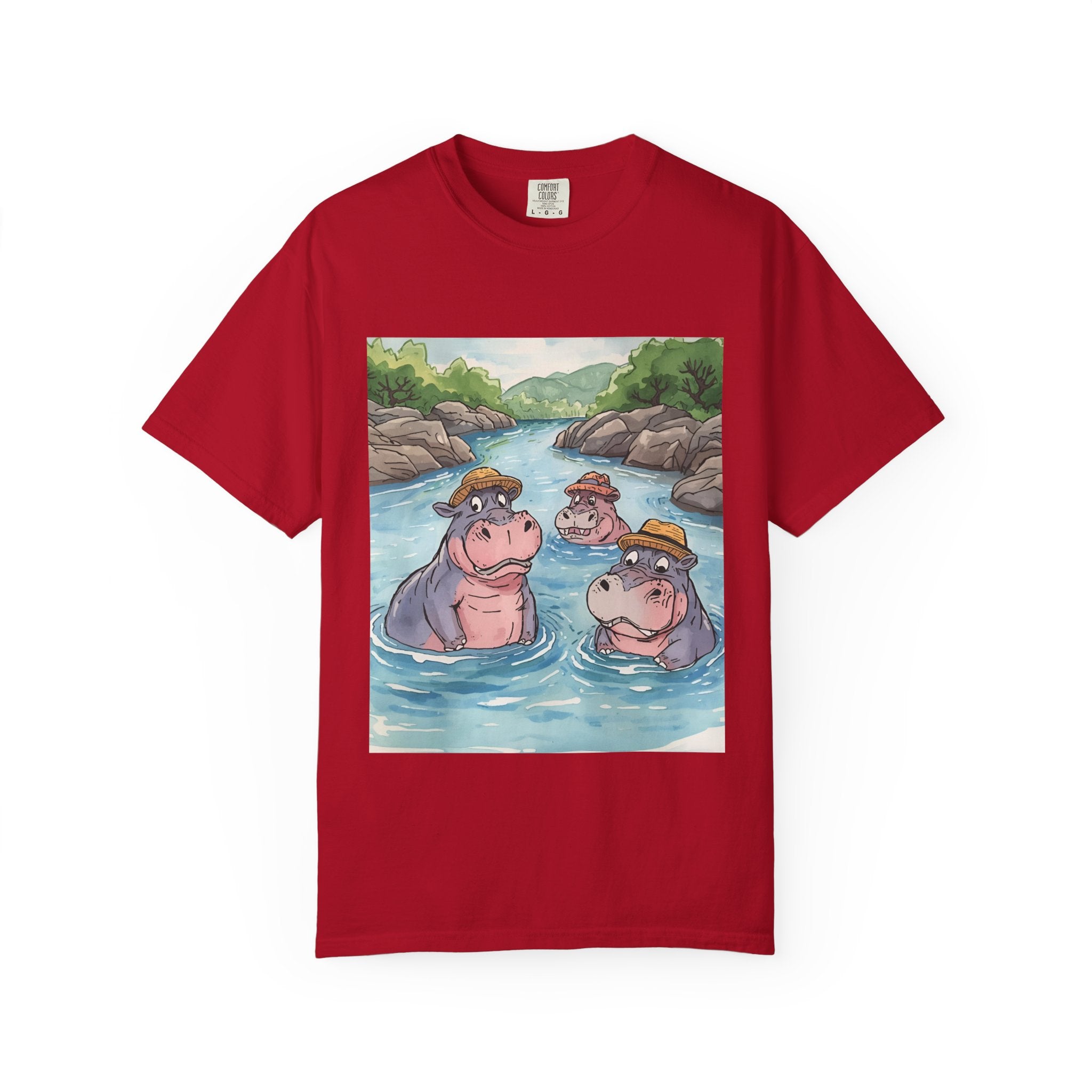 Hippo Adventure Unisex T-Shirt, Cute Animal Tee, Gift for Nature Lovers, Casual Wear, Birthday and Summer Vibe