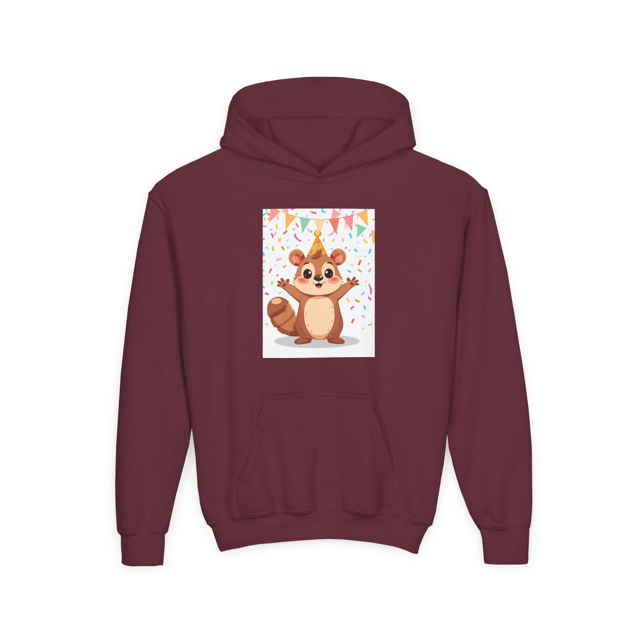 Party Animal With Squirl Youth Heavy Blend Hooded Sweatshirt