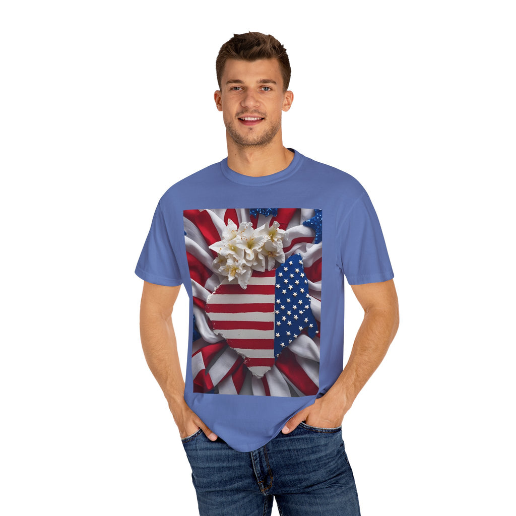 Patriotic Heart T-shirt for Festive Celebrations, 4th of July Apparel, Unisex Graphic Tee, American Pride Shirt, Independence Day Gift