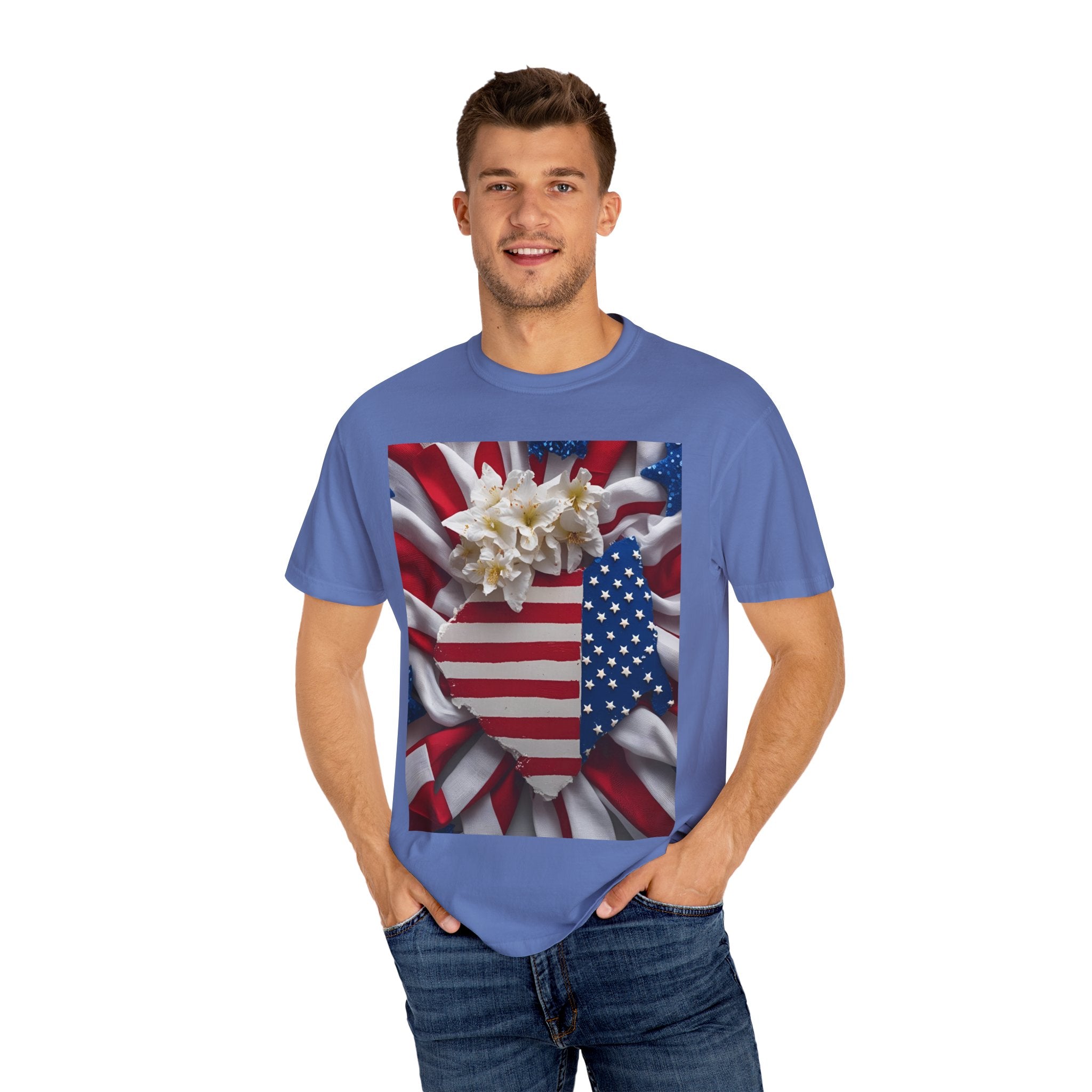 Patriotic Heart T-shirt for Festive Celebrations, 4th of July Apparel, Unisex Graphic Tee, American Pride Shirt, Independence Day Gift