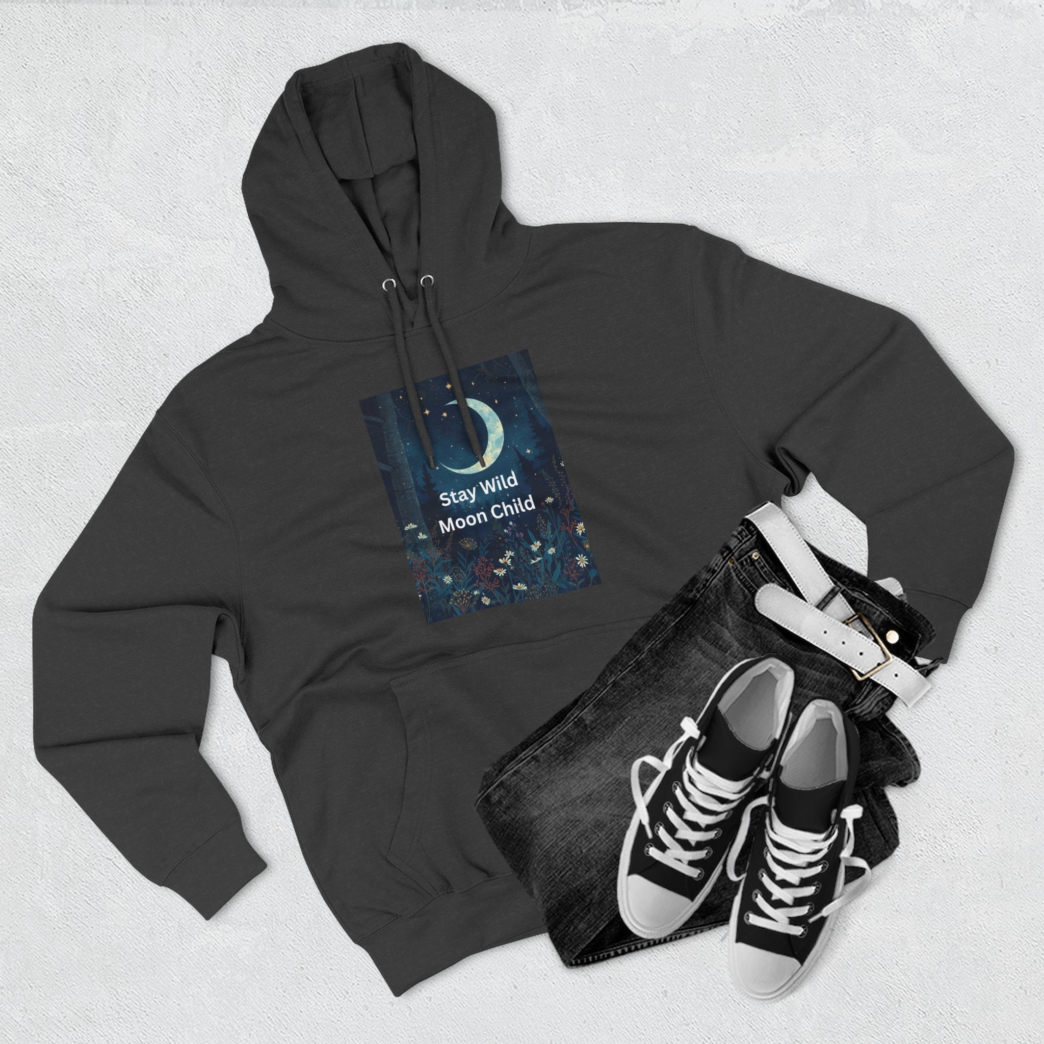 Stay Wild Moon Child Hoodie - Cozy Fleece, Celestial Vibes, Perfect for Nature Lovers, Gifts for All Occasions, Unisex Apparel