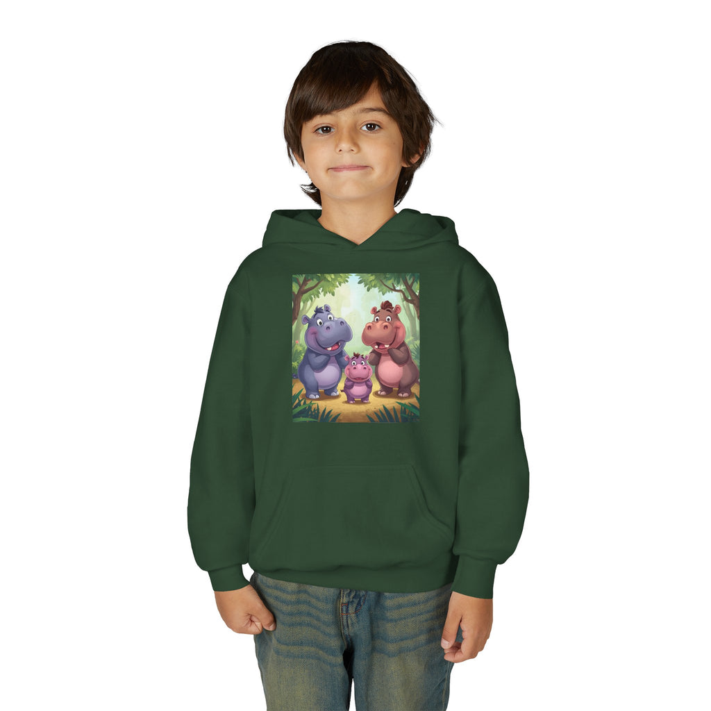 Hippo Cute Youth Heavy Blend Hooded Sweatshirt