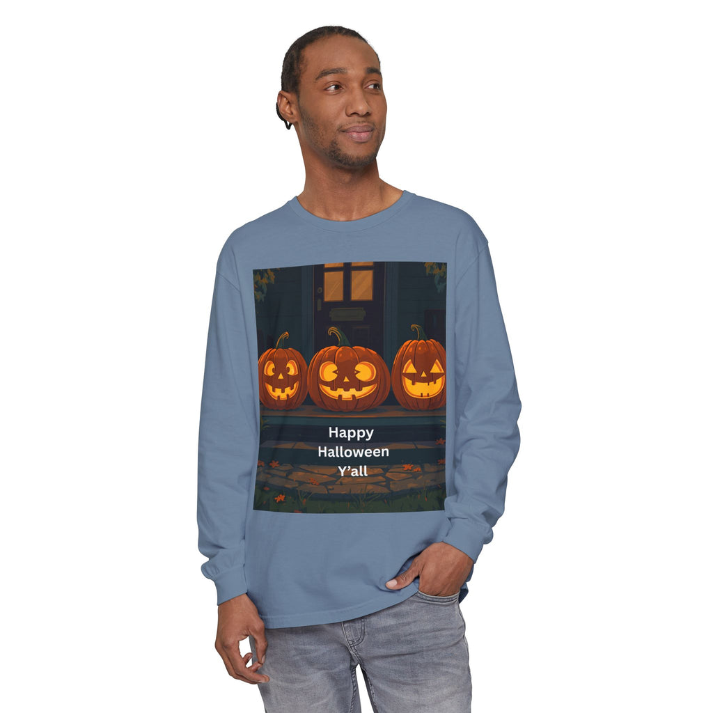 Halloween Pumpkin Long Sleeve T-Shirt, Fall Apparel, Comfortable Shirt, Unisex Halloween Tee, Seasonal Gift, Spooky Vibes
