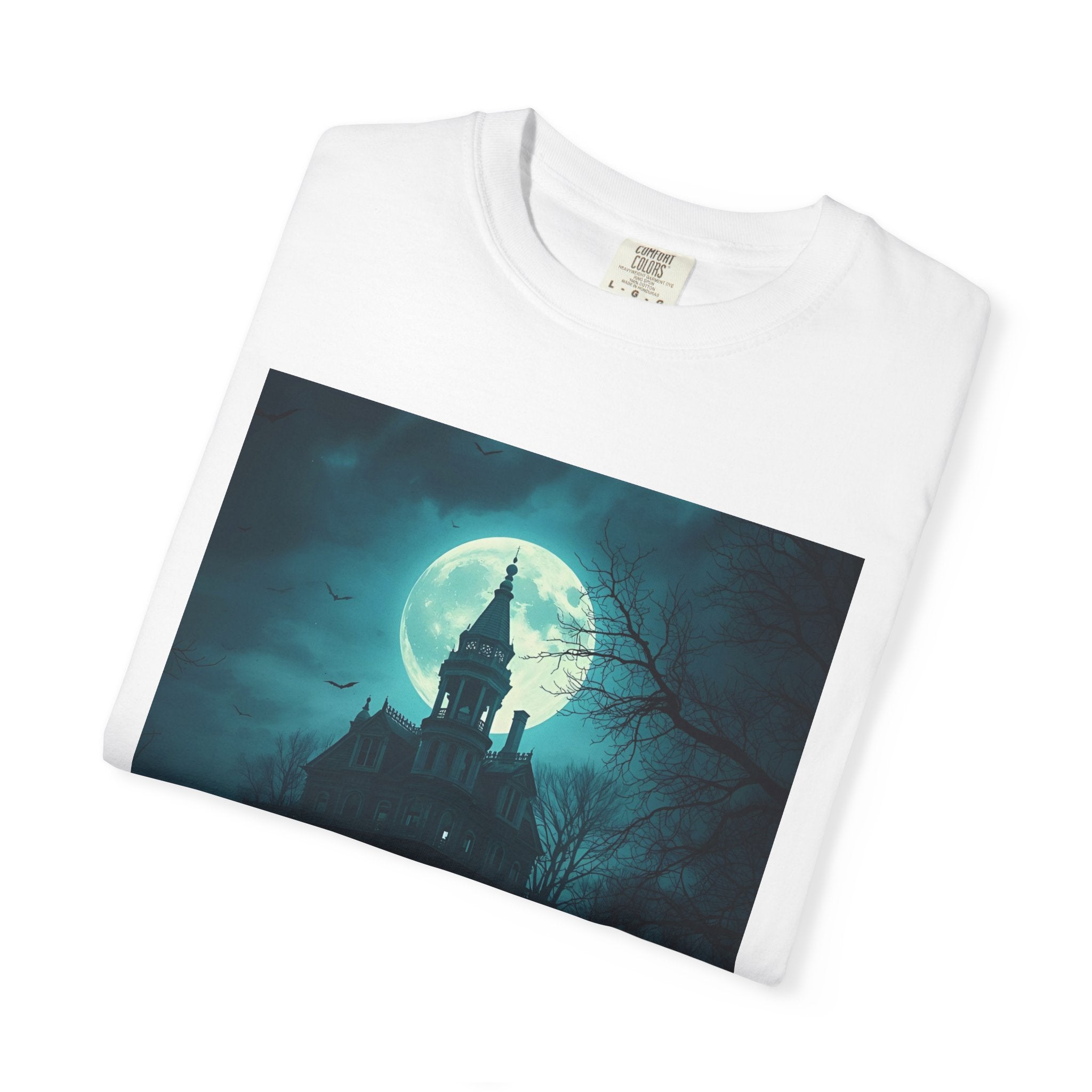 Haunted Moonlit Castle Unisex T-shirt, Gothic Tee, Halloween Apparel, Vintage Style Shirt, Alternative Fashion, Spooky Gift