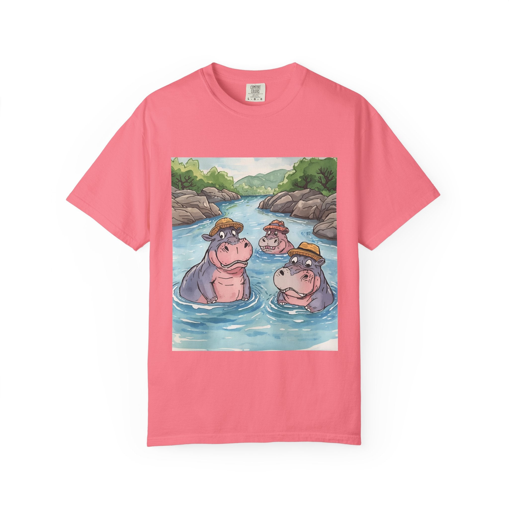 Hippo Adventure Unisex T-Shirt, Cute Animal Tee, Gift for Nature Lovers, Casual Wear, Birthday and Summer Vibe