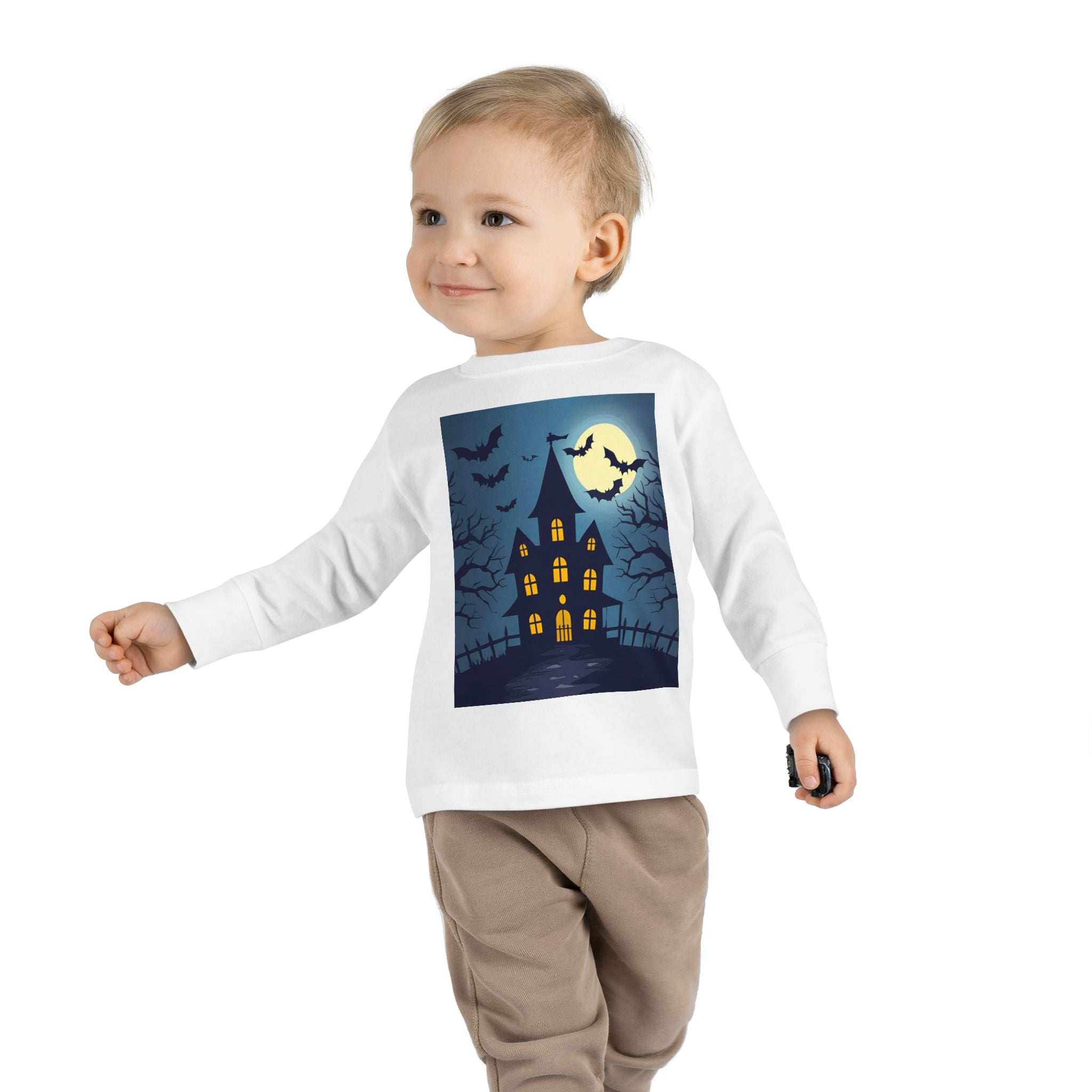 Halloween Haunted House Toddler Halloween Long Sleeve Tee, Spooky Haunted House Shirt, Kids Halloween Costume Top, Fall Festive Apparel, Trick or Treat Clothing
