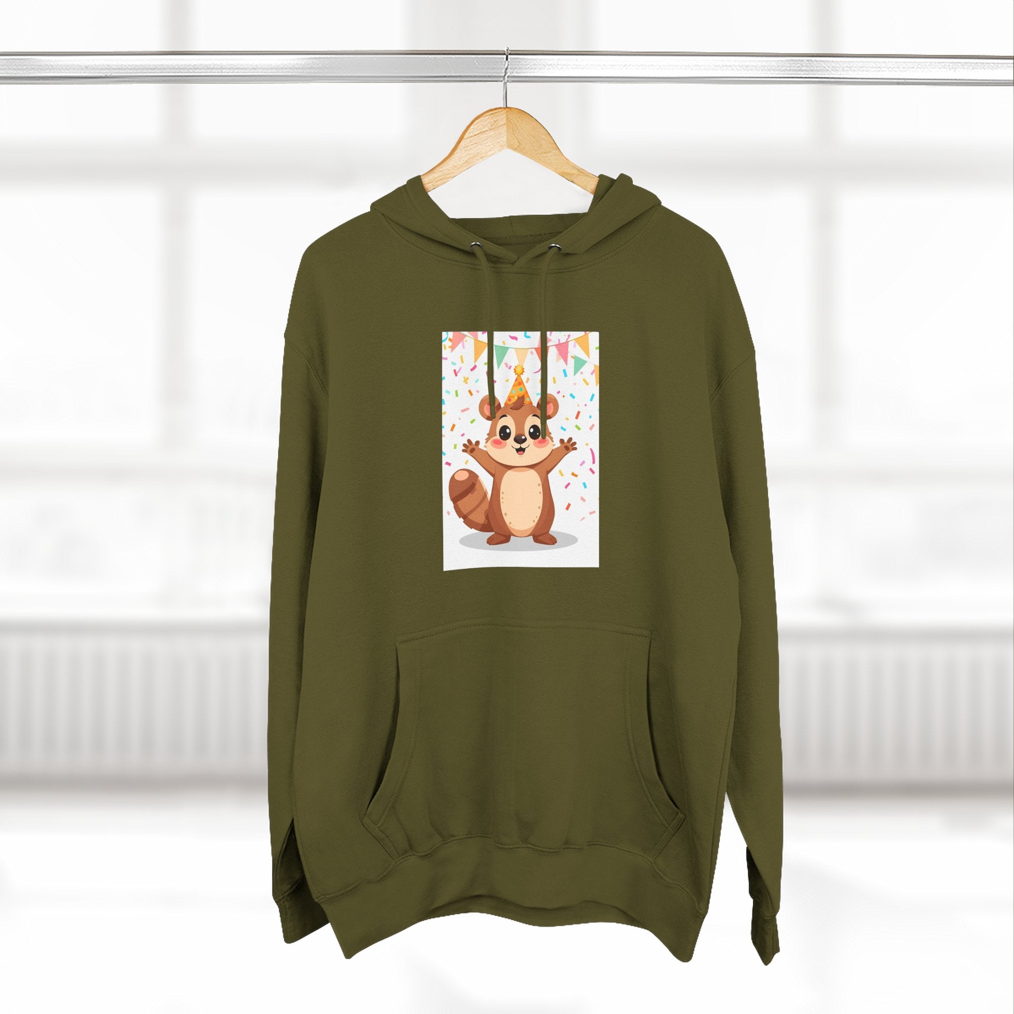 Party Animal With Squirl Three-Panel Fleece Hoodie