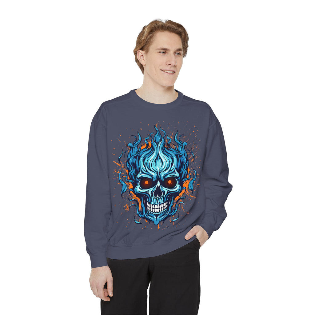 Blue Skull Unisex Garment-Dyed Sweatshirt