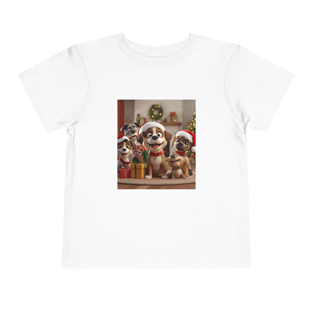 Cute Christmas Festive Puppy Toddler Tee, Cute Dog Christmas Shirt, Kids Holiday Clothing, Animal Lover Gift, Birthday Outfit