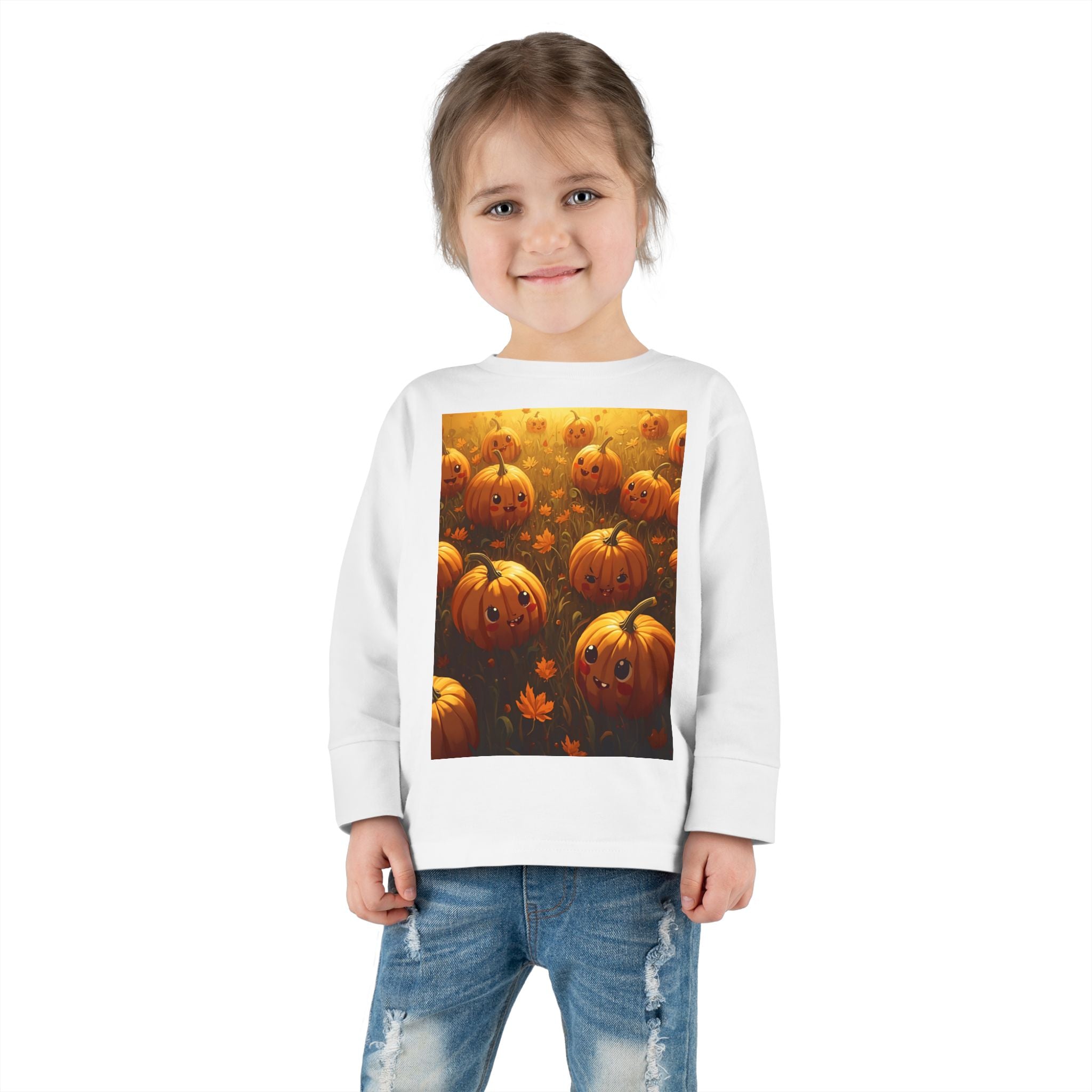 Halloween Pumpkin Toddler Long Sleeve Tee, Cute Fall Shirt, Kids Halloween Costume, Pumpkin Patch, Toddler Gift, Holiday Apparel