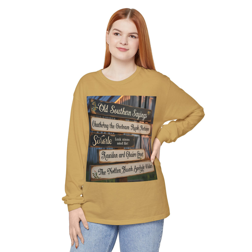 Old Southern Saying Crossings Long Sleeve Tee, Casual Wear, Gift for Southerners, Rustic Style Shirt, Unique Southern Culture Apparel