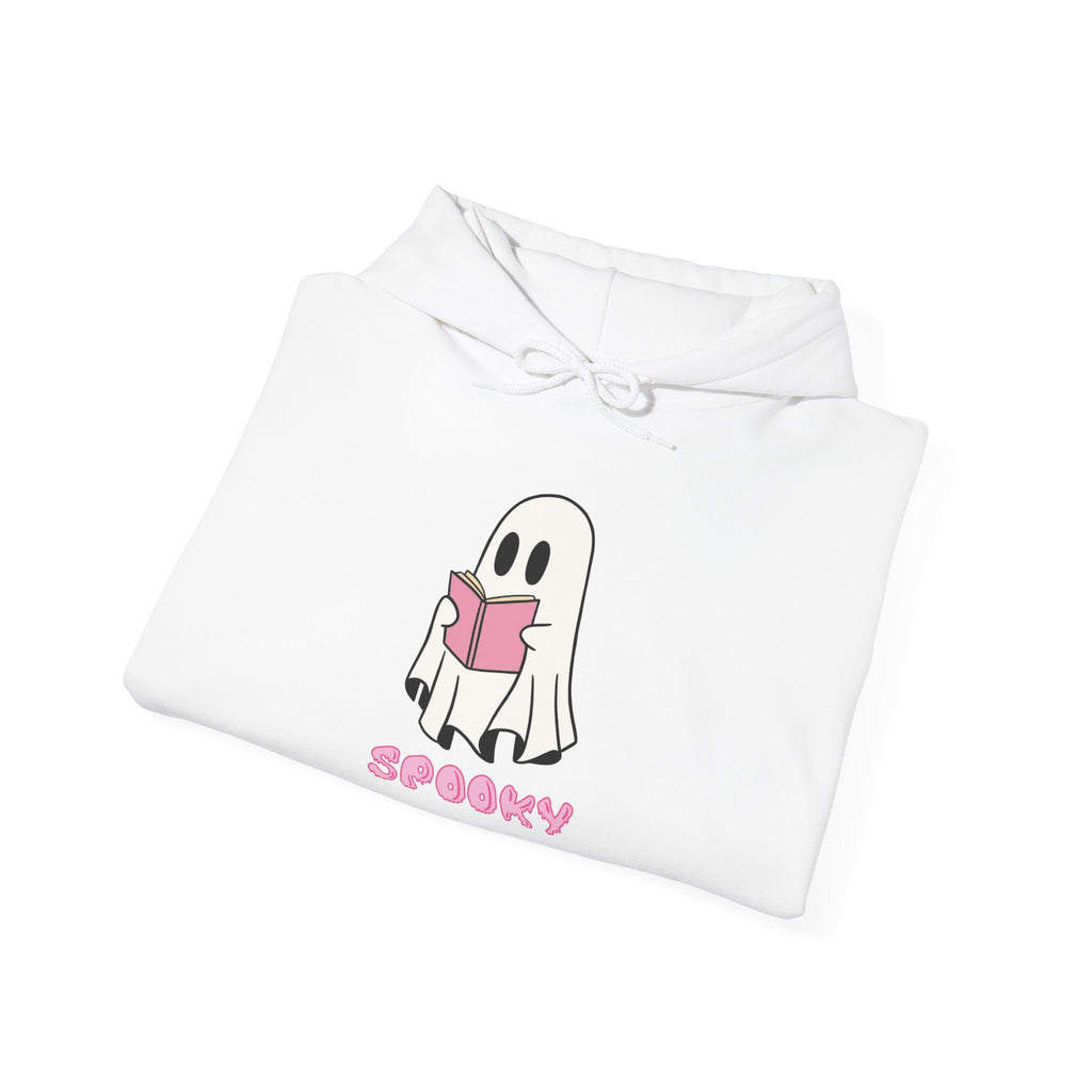 Spooky Ghost Reading Hoodie, Unisex Halloween Sweatshirt, Cute Ghost Apparel, Cozy Fall Fashion, Perfect Gift for Book Lovers