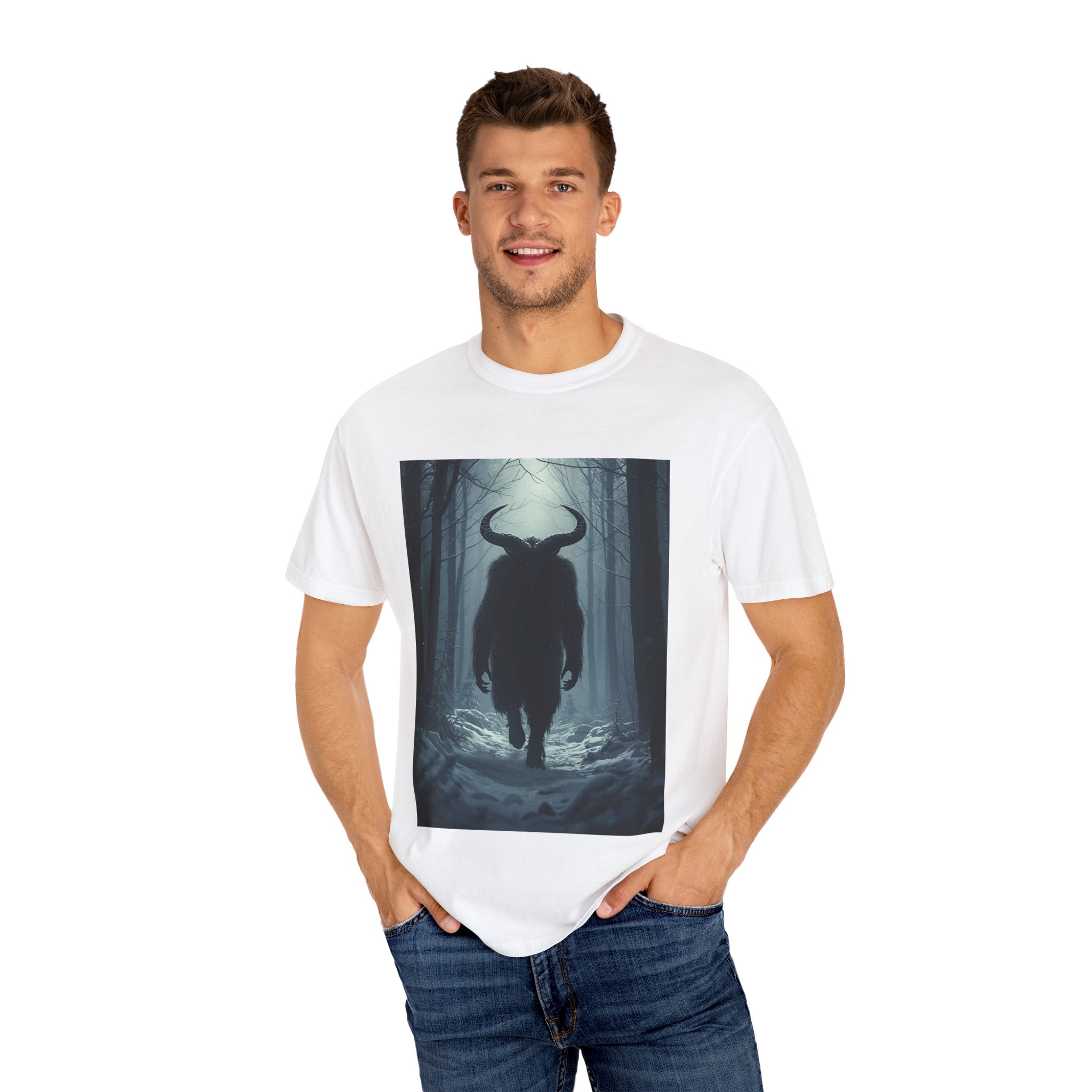 Spooky Forest Creature T-Shirt | Unisex Garment-Dyed Tee | Nature Lover Apparel, Graphic Tee, Gift for Him, Outdoor Adventure Wear