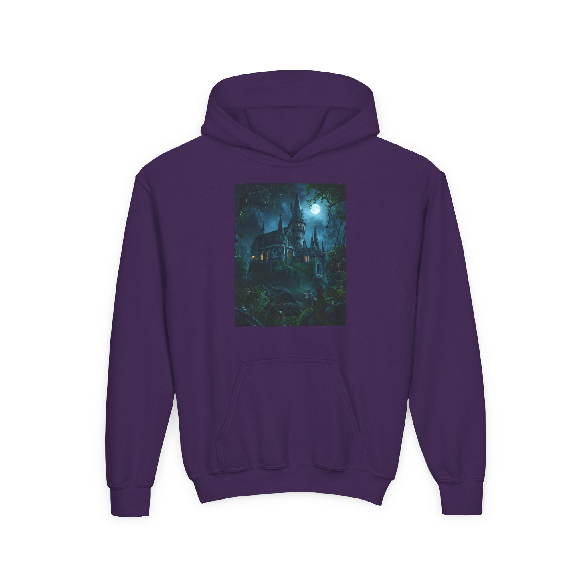 Mystical Night Scene Youth Hoodie | Perfect for Halloween, Cozy Days, Gifts for Kids, Adventure Apparel