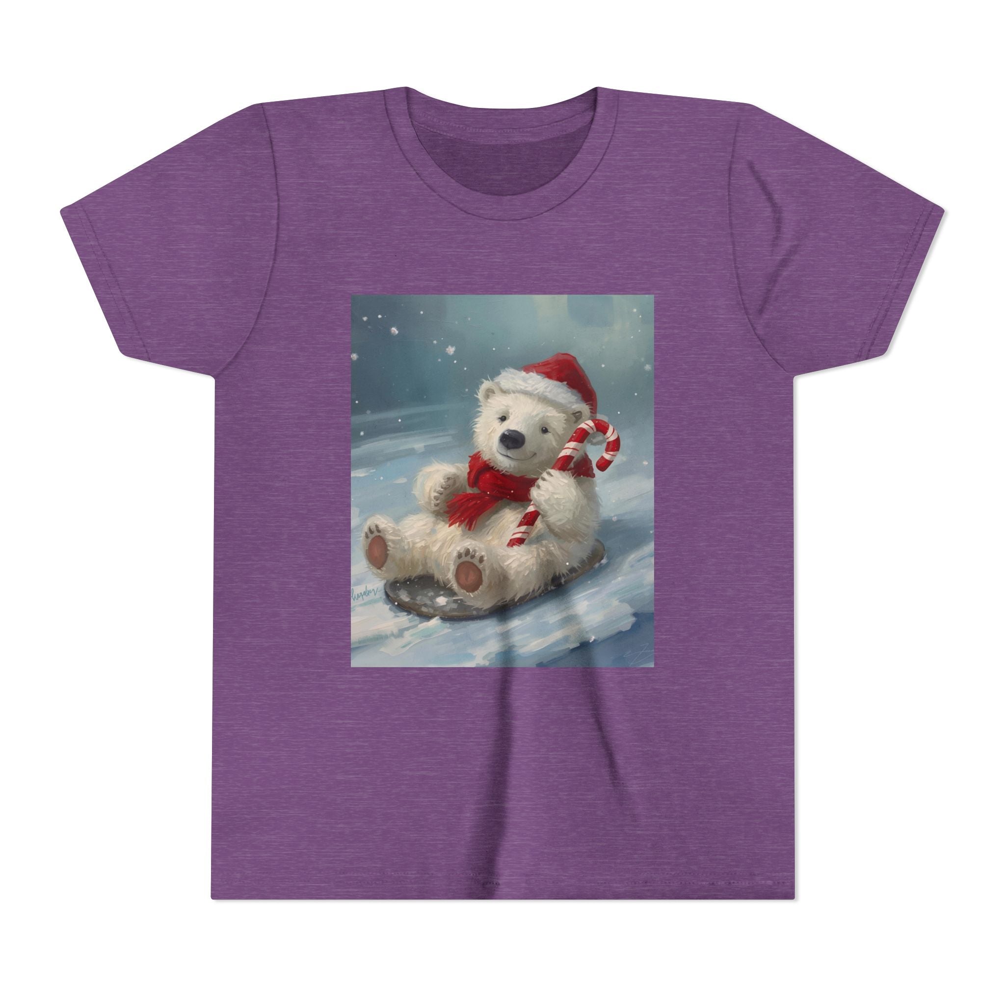 Cute Christmas Bear Youth Short Sleeve Tee