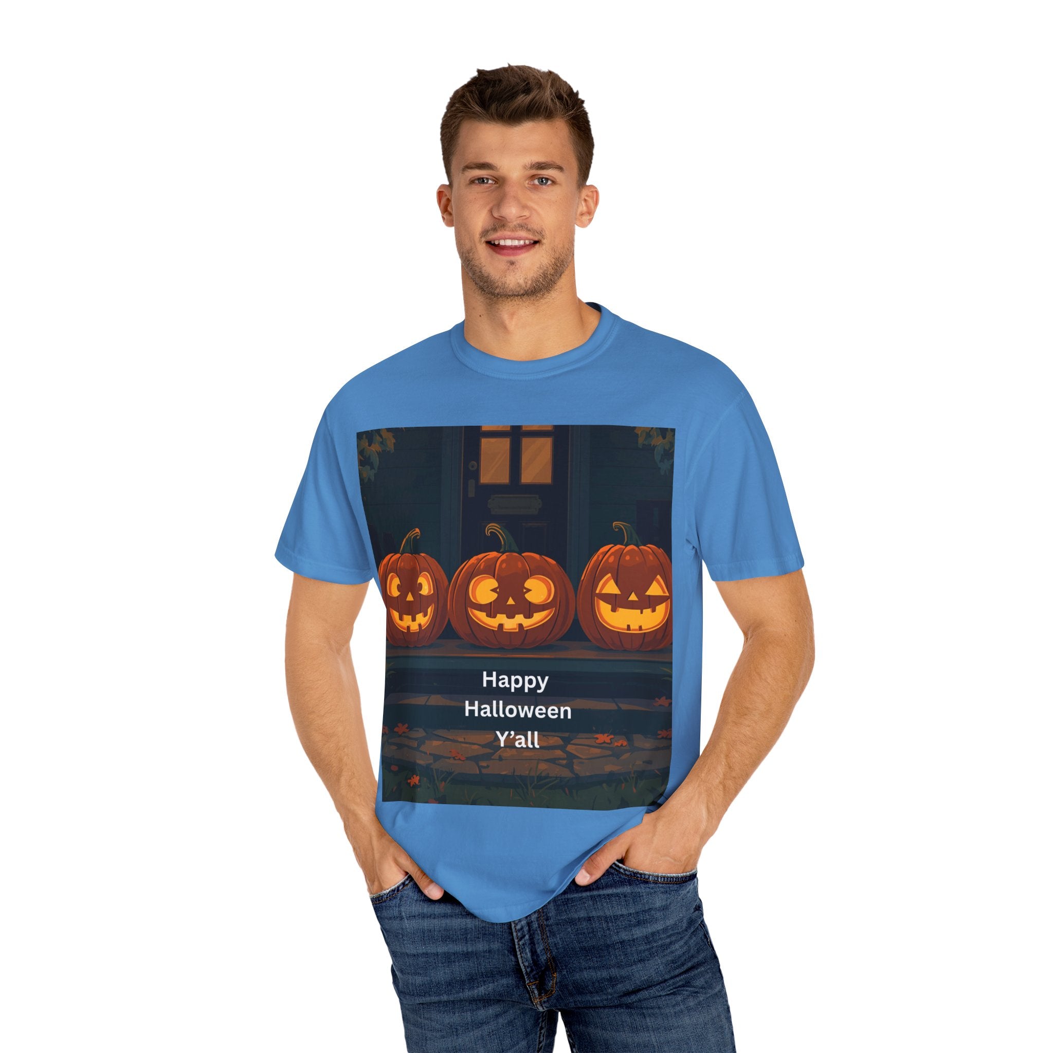 Happy Halloween Pumpkin Unisex T-shirt, Spooky Season Tee, Fall Festival Shirt, Pumpkin Graphic Top, Halloween Gift for Him/Her
