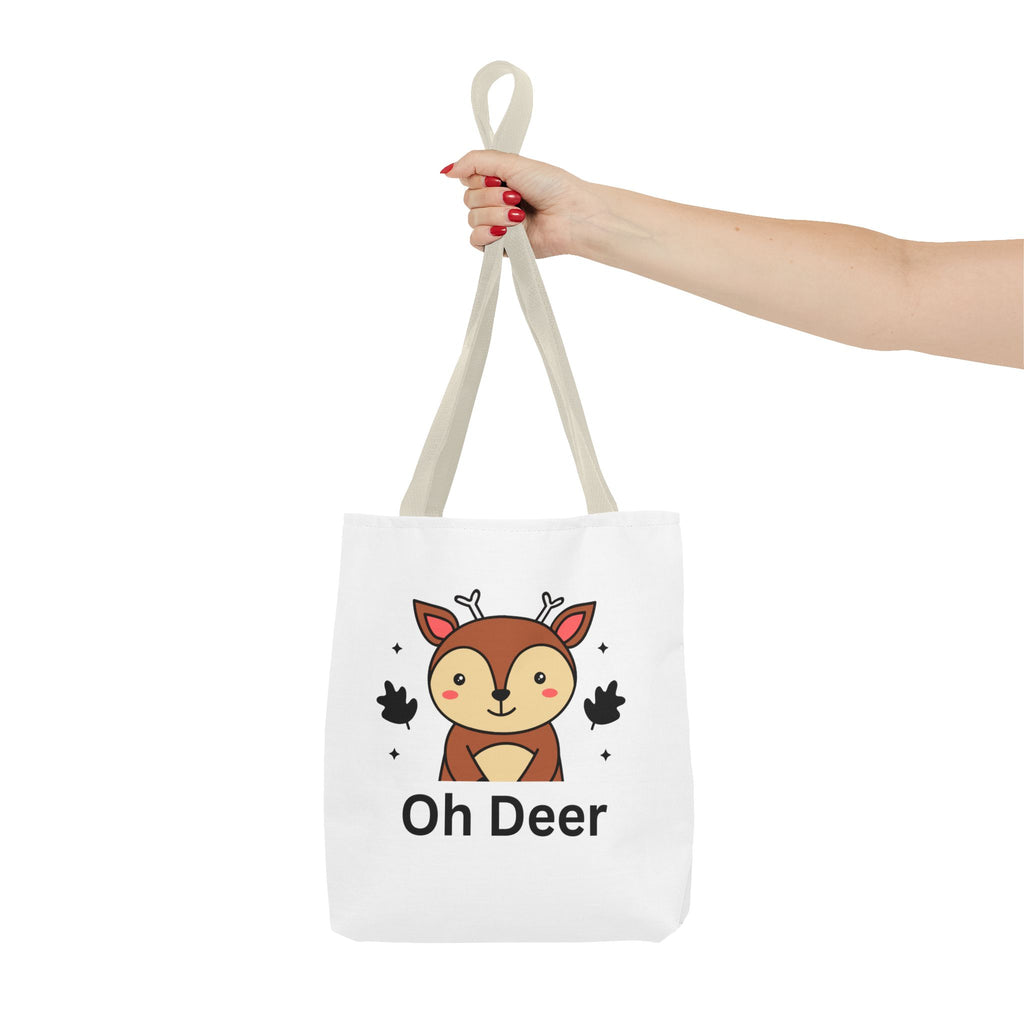 Oh Deer Cute Tote Bag - Forest Animal Lover Gift, Fun Shopper Bag, Eco-Friendly Tote, Animal Print Carryall, Unique Gift for Kids