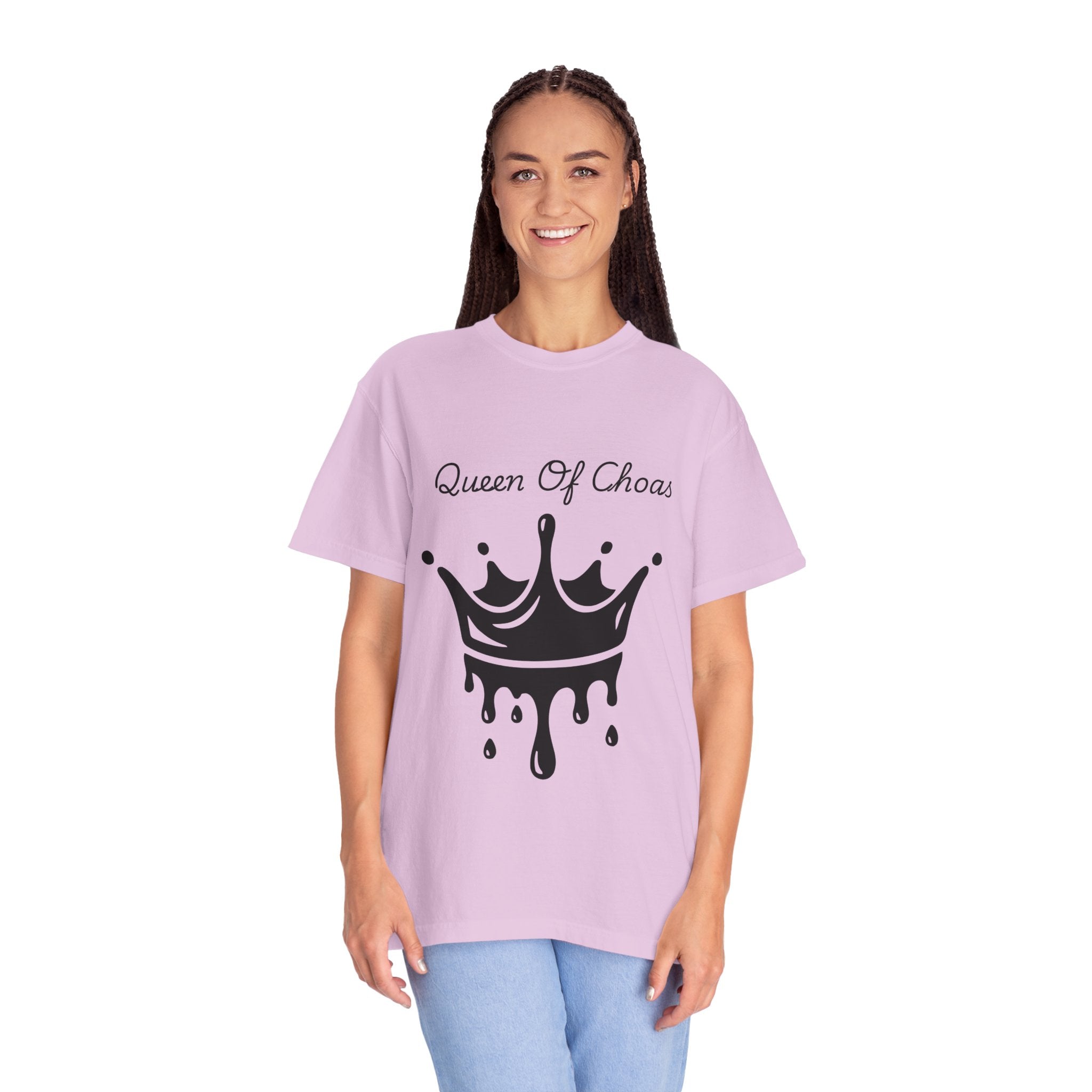 Queen of Chaos T-Shirt, Unisex Garment-Dyed Tee, Fun Casual Wear, Unique Gift Idea, Perfect for Celebrations