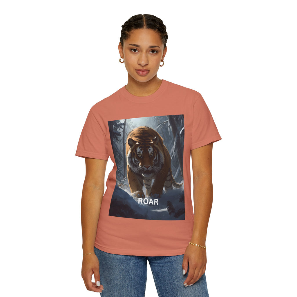 Tiger Roar Snow Unisex T-Shirt, Animal Lover Gift, Wildlife Tee, Casual Wear, Adventure Shirt, Nature Inspired Apparel
