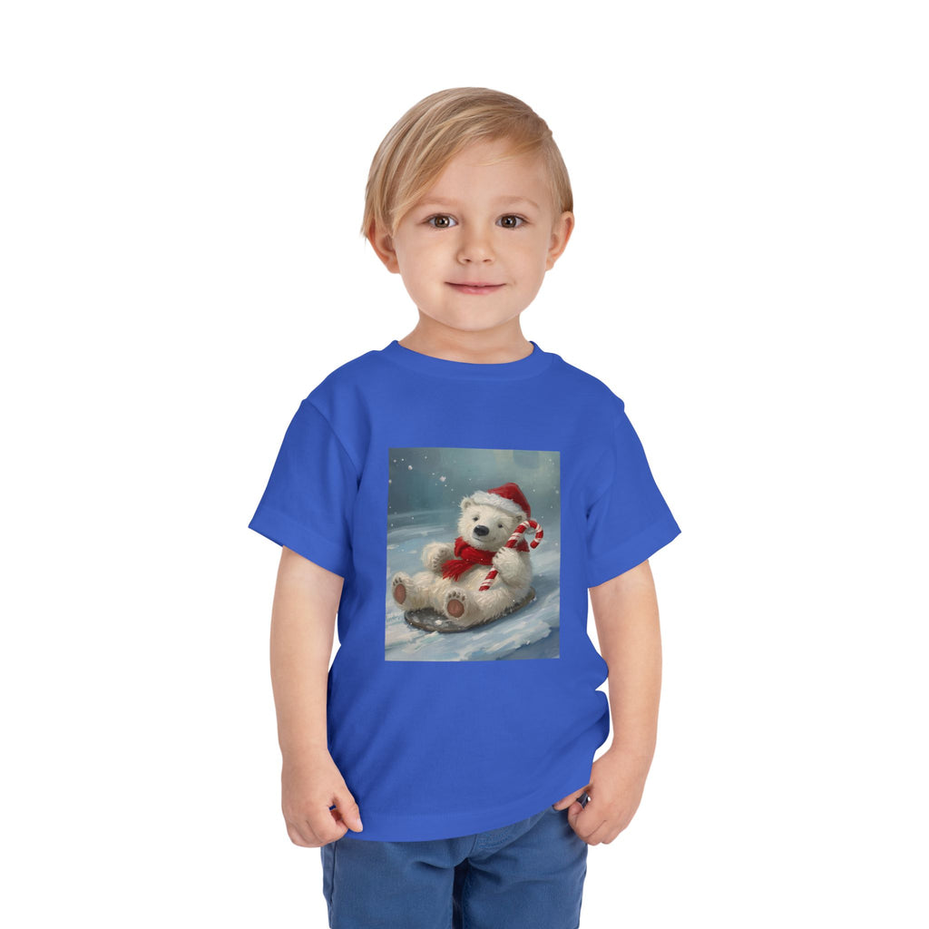 Cute Christmas Bear Toddler Short Sleeve Tee