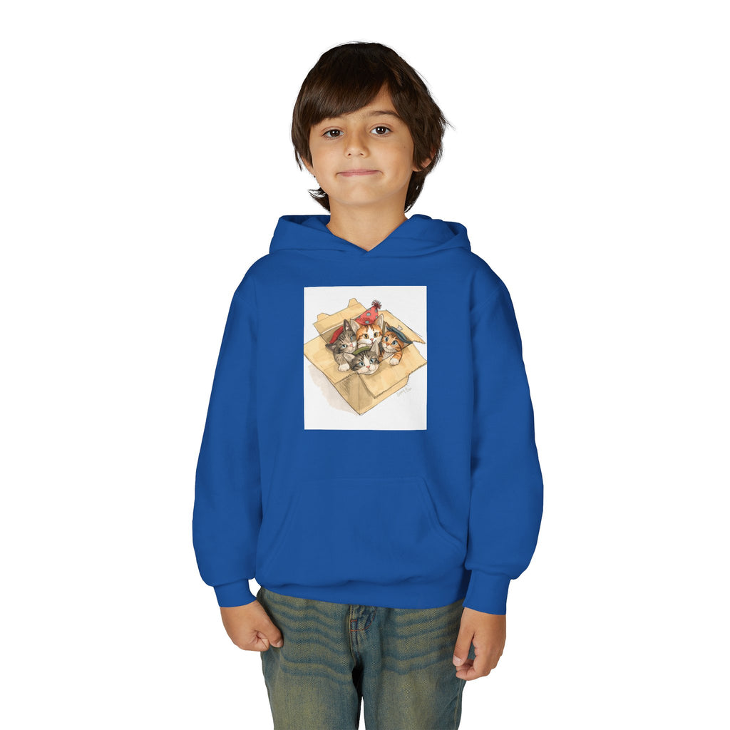 Cute Kittens In Box Youth Heavy Blend Hooded Sweatshirt