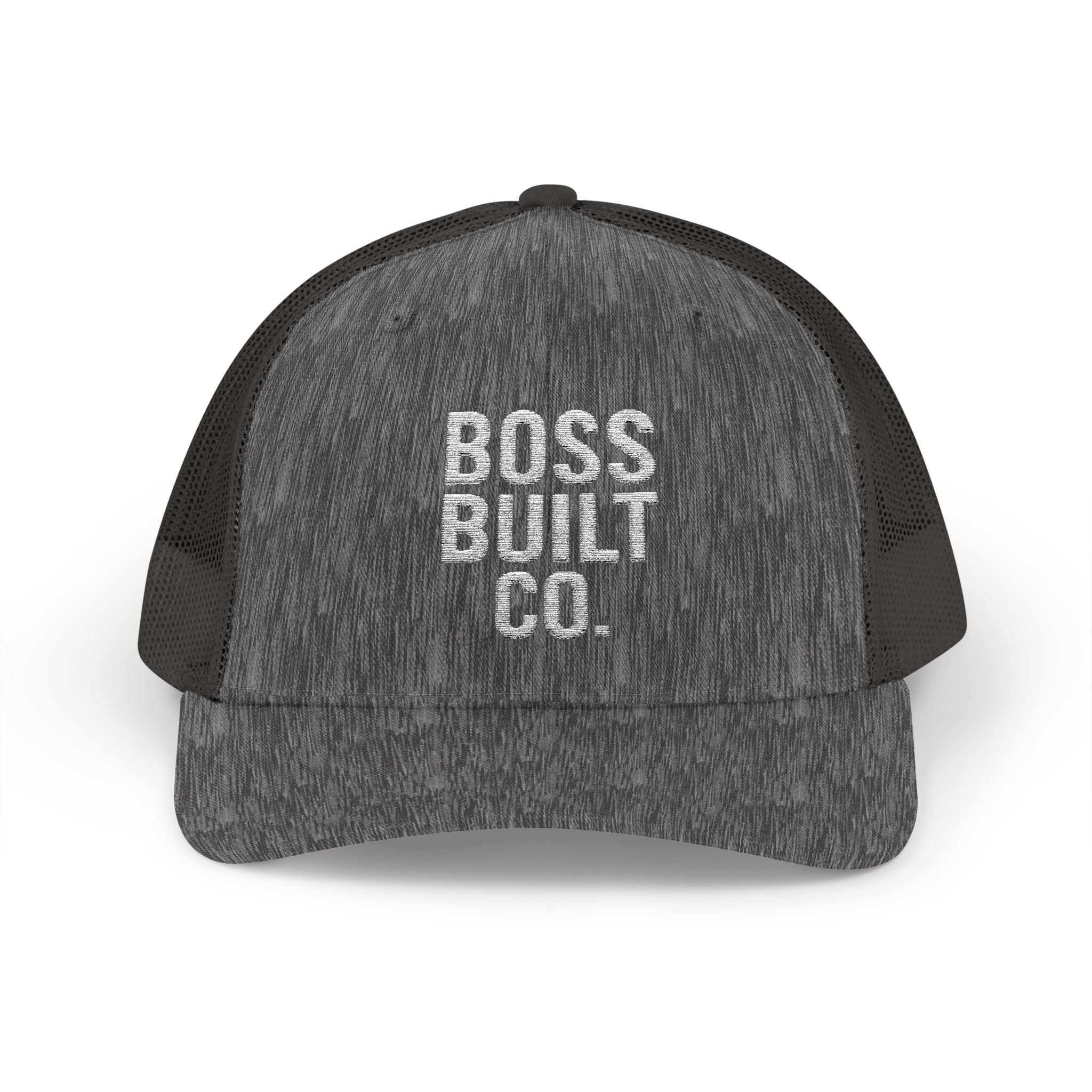 Boss Built Co. Trucker Hat — Vintage Distressed Snapback Cap for Builders & Makers