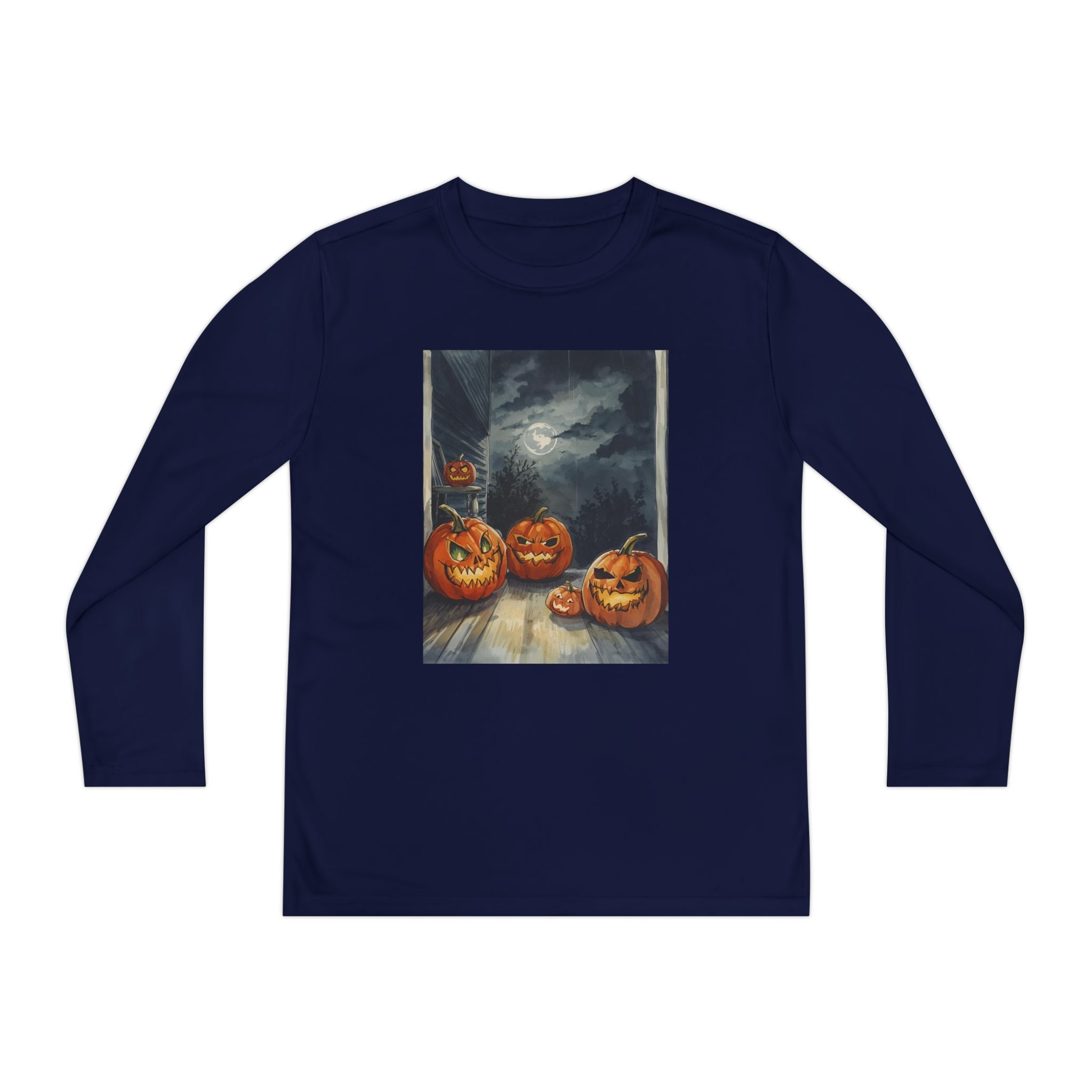Halloween Pumpkin Spooky Youth Long Sleeve Competitor Tee