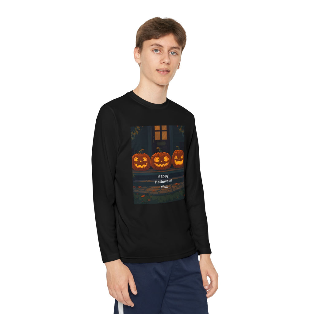 Halloween Pumpkin Youth Long Sleeve Competitor Tee