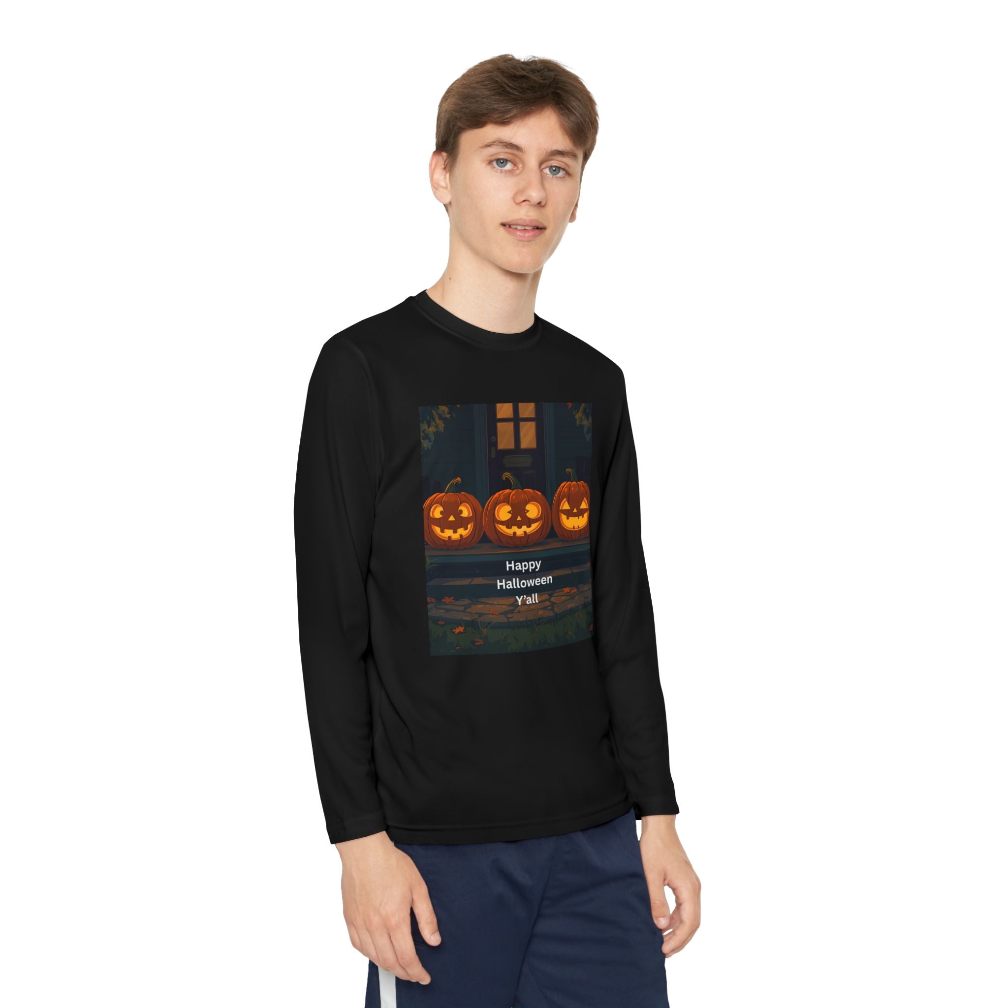 Halloween Pumpkin Youth Long Sleeve Competitor Tee