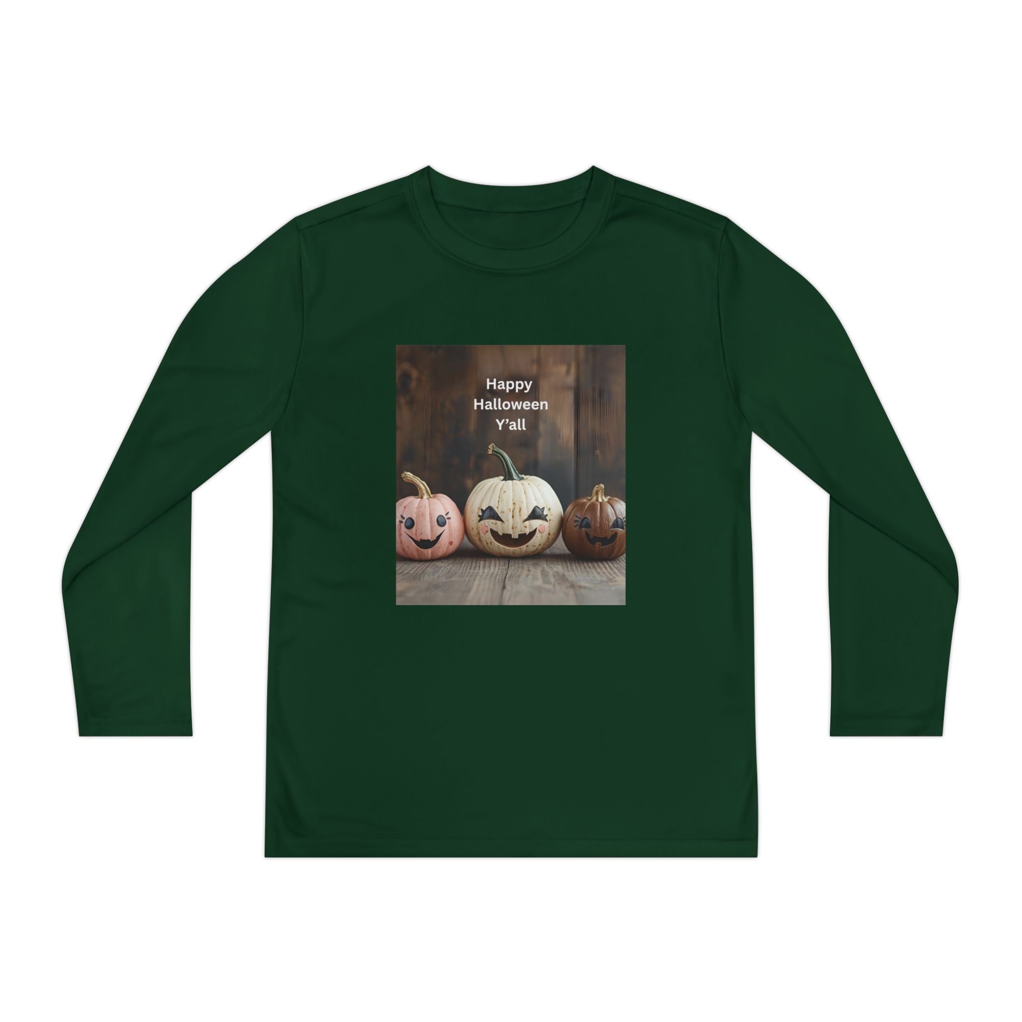 Happy Halloween Youth Long Sleeve Tee, Spooky Kids Top, Fall Costume Shirt, Trick or Treat Apparel, Pumpkin Graphic Tee