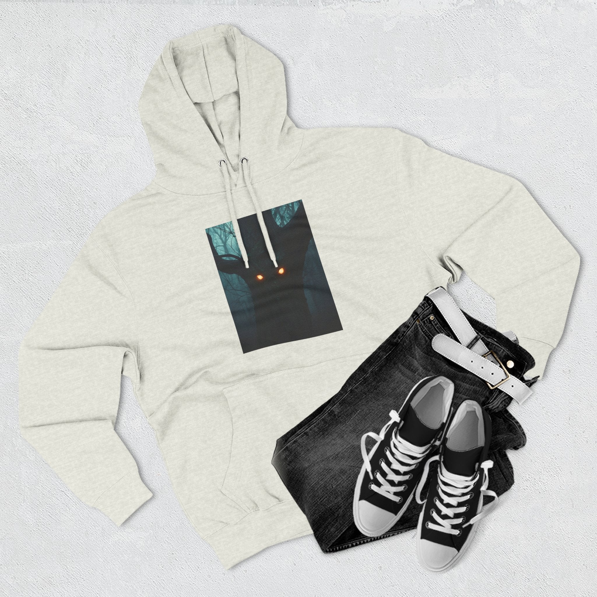 Chilling Nighttime Hoodie, Cozy Fleece Sweatshirt, Outdoor Adventure Attire, Perfect for Bonfire Nights, Gifts for Nature Lovers