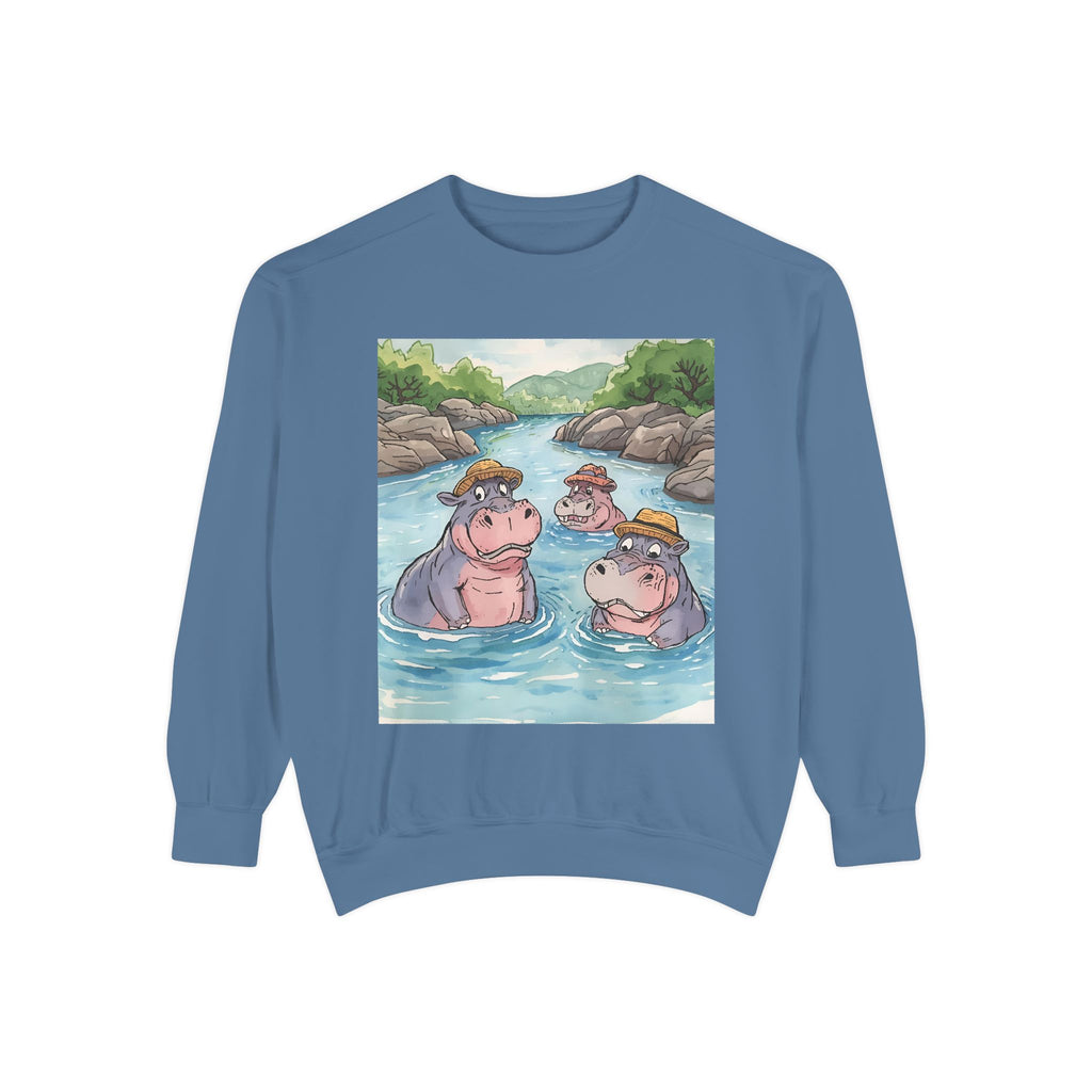 Hippo Cute Unisex Garment-Dyed Sweatshirt