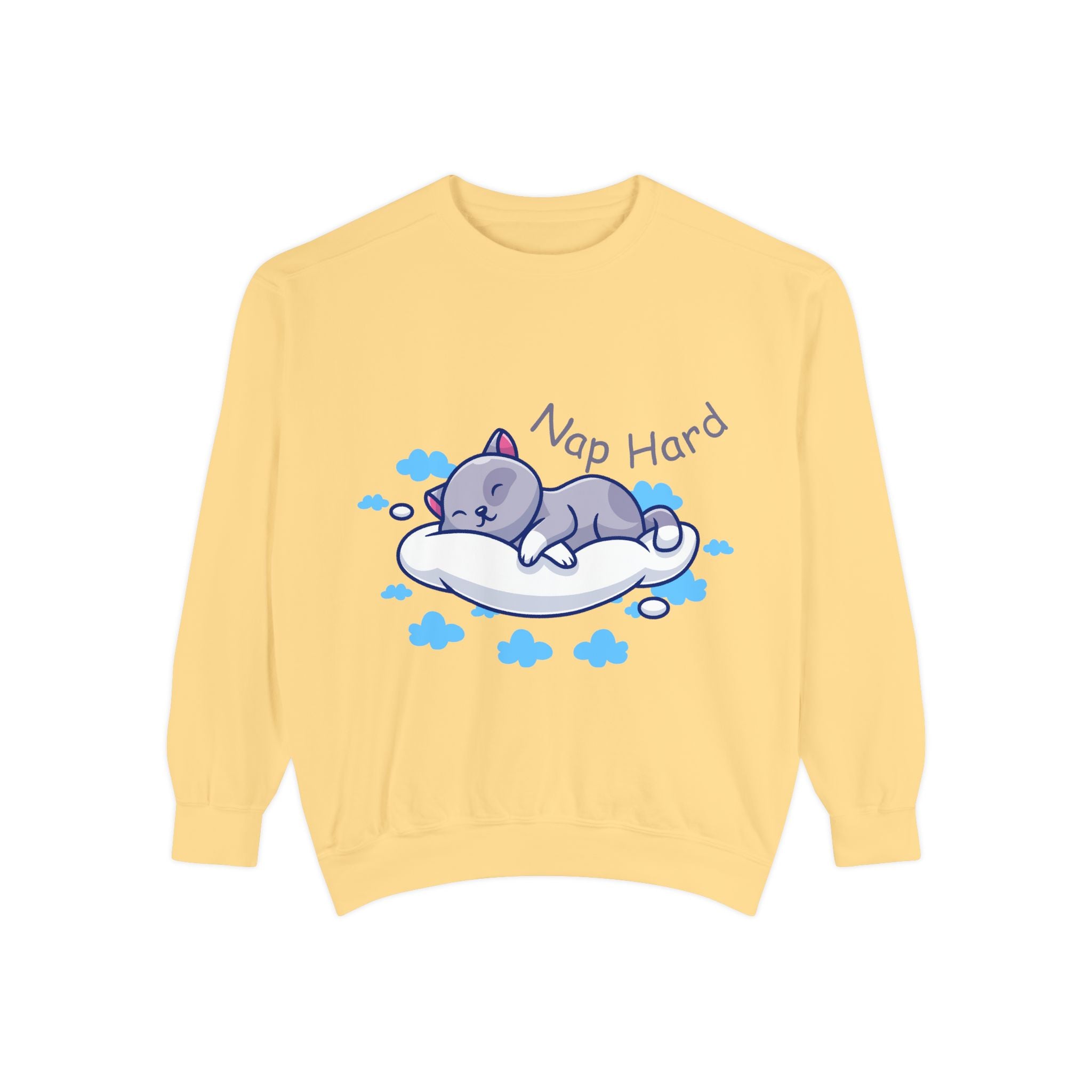 Cozy Cat Nap Hard Unisex Garment-Dyed Sweatshirt