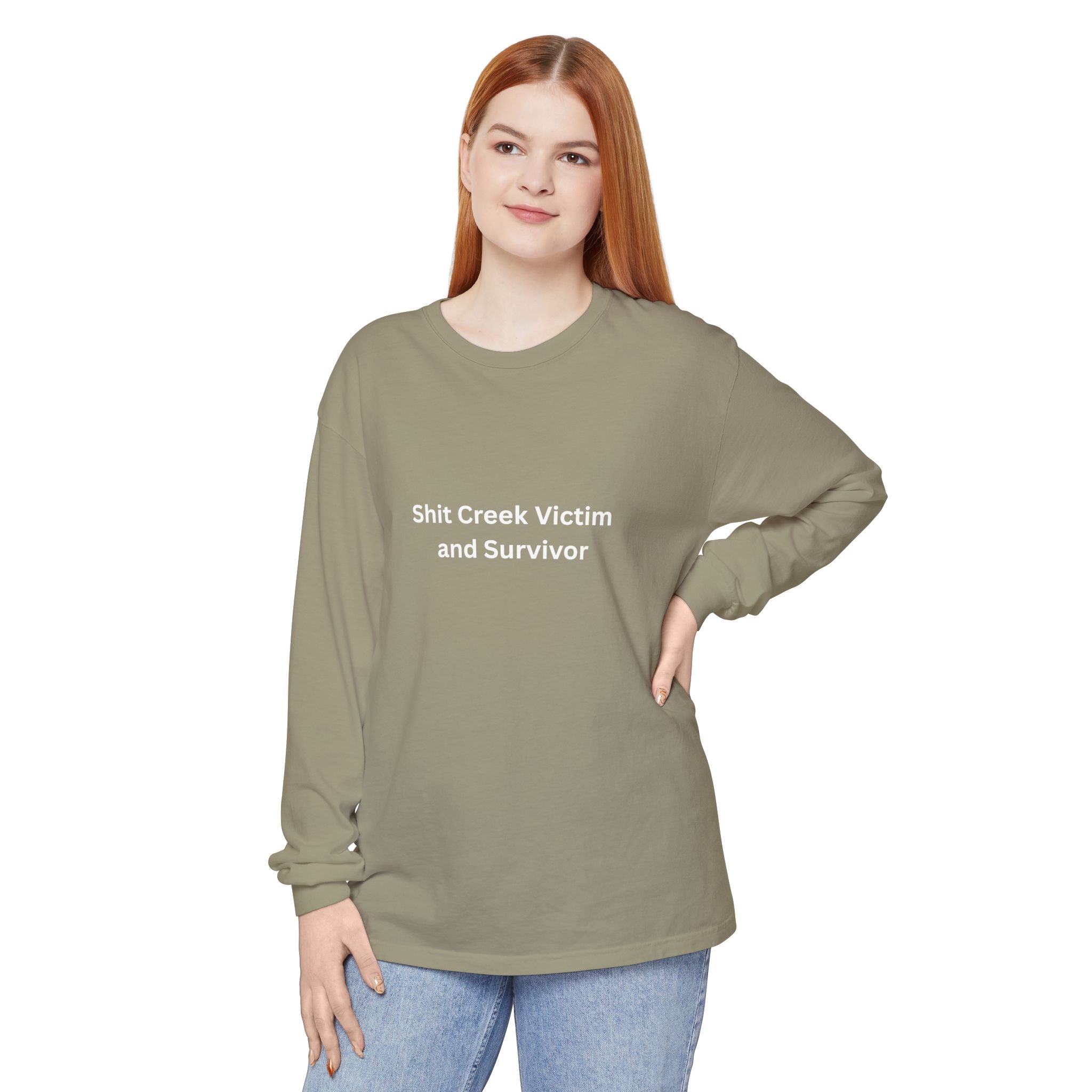 Shit Creek Survivor Long Sleeve T-Shirt, Funny Gift, Casual Wear, Humor Shirt, Birthday Gift, Unisex Apparel