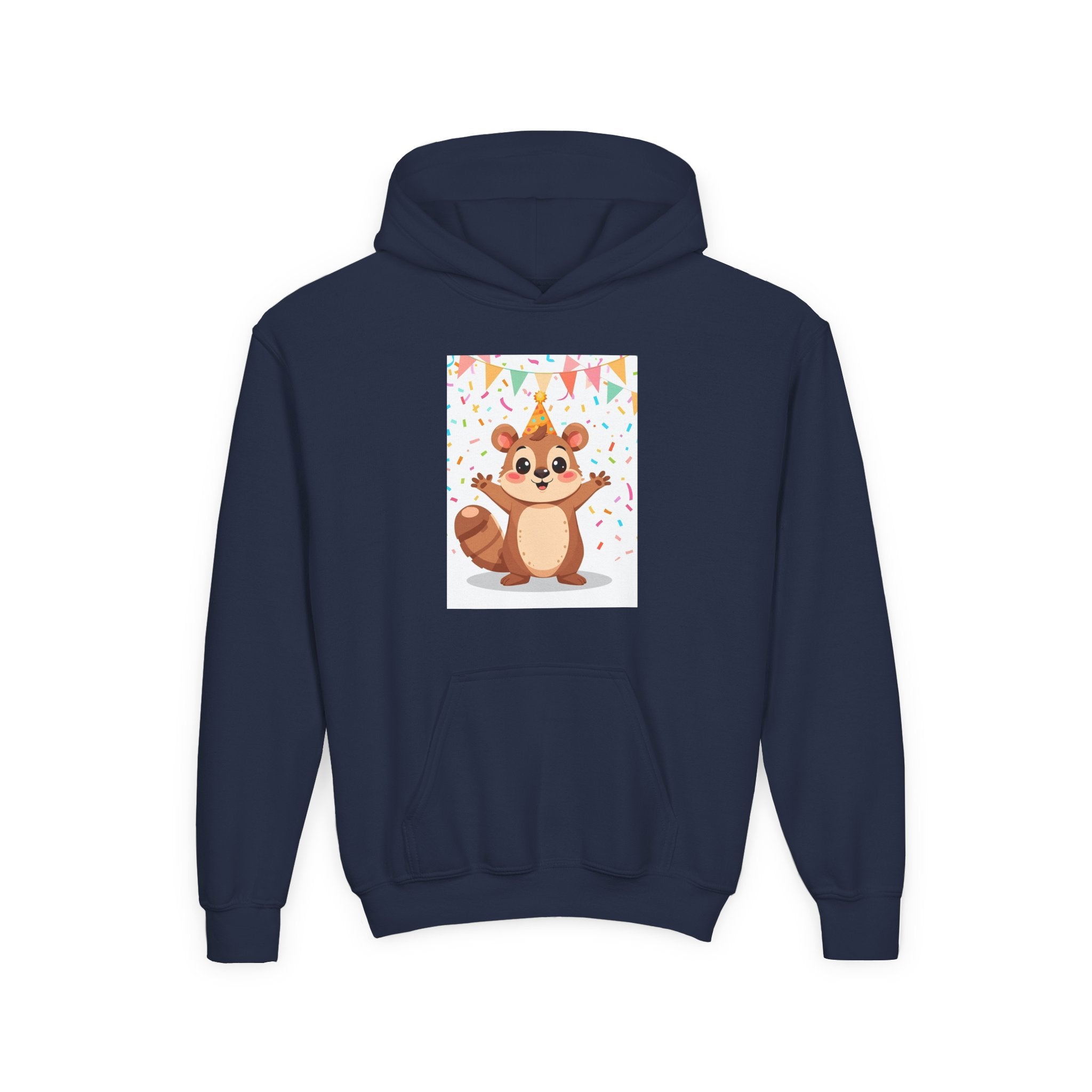 Party Animal With Squirl Youth Heavy Blend Hooded Sweatshirt