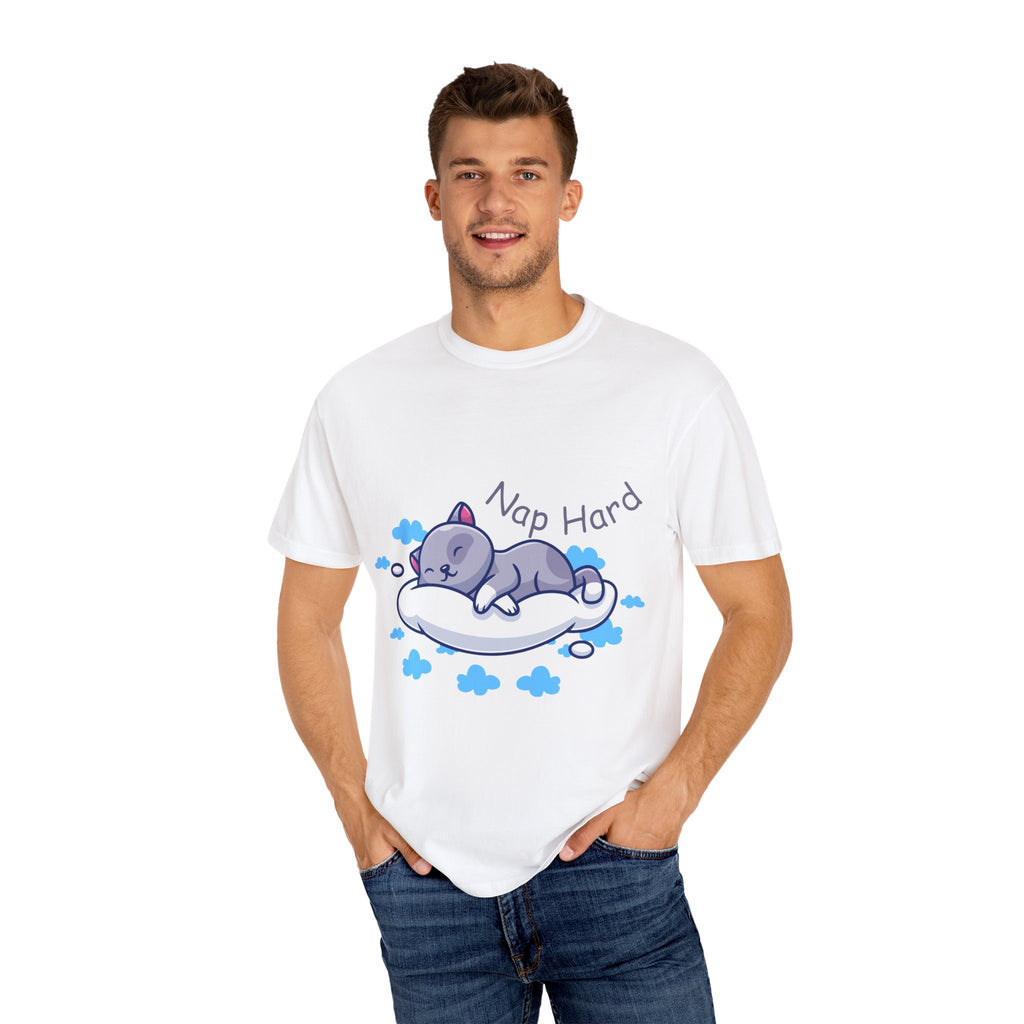Cat Nap Graphic T-shirt, Cute Cat Tee, Relaxed Fit Apparel, Gift for Cat Lovers, Cozy Lounge Wear, Funny Pet Humor Top