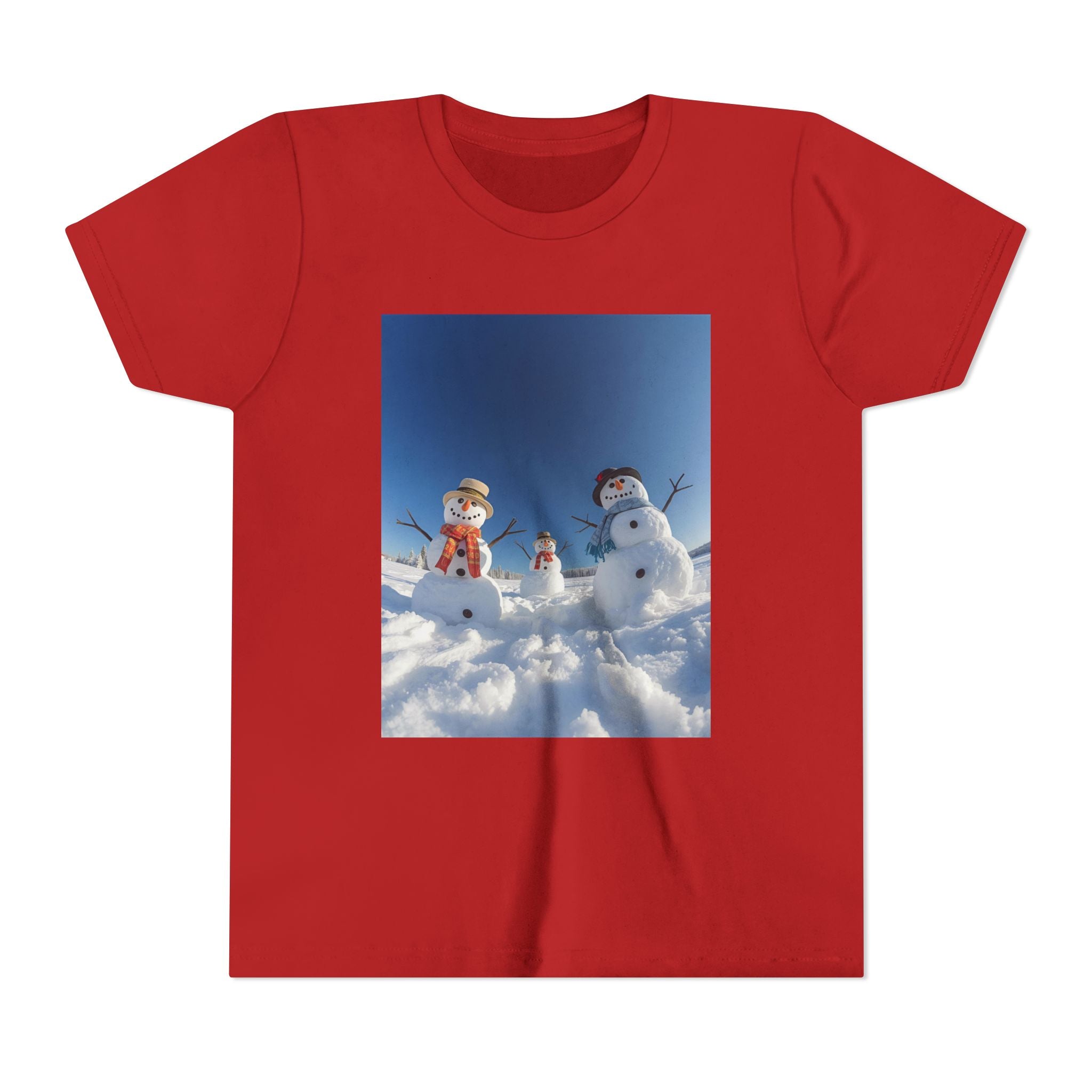 Festive Christmas Snowman Family Youth Short Sleeve Tee