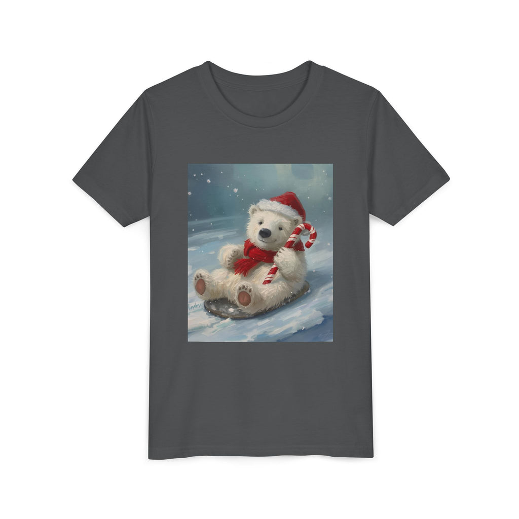 Cute Christmas Bear Youth Short Sleeve Tee