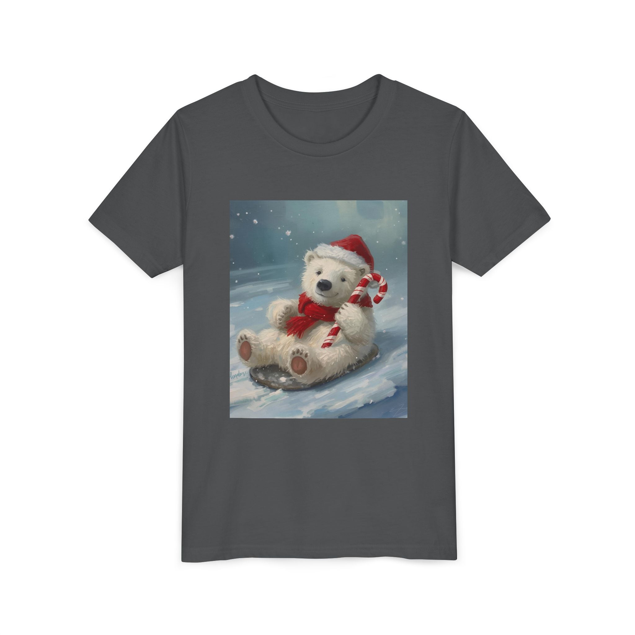 Cute Christmas Bear Youth Short Sleeve Tee