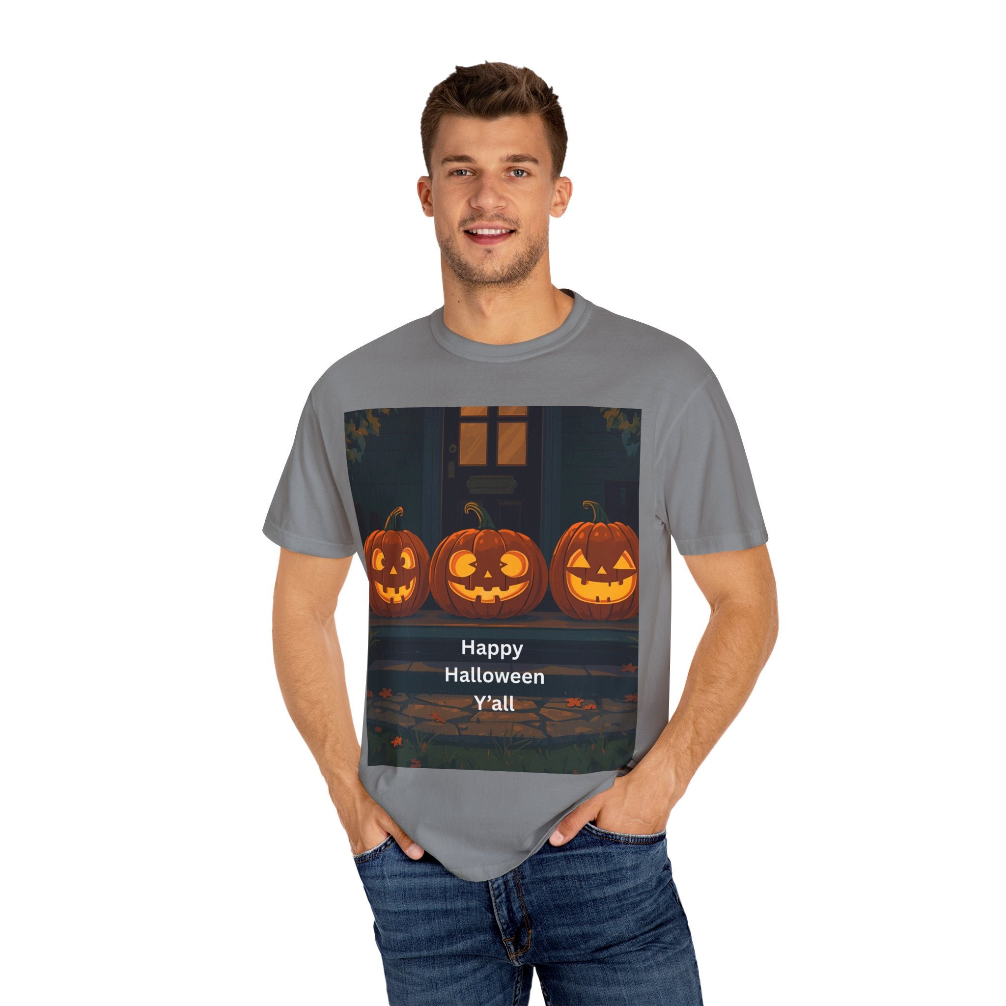 Happy Halloween Unisex T-Shirt, Spooky Season Apparel, Halloween Costume, Fall T-Shirt, Pumpkin Design Shirt, Y'all Graphic Tee