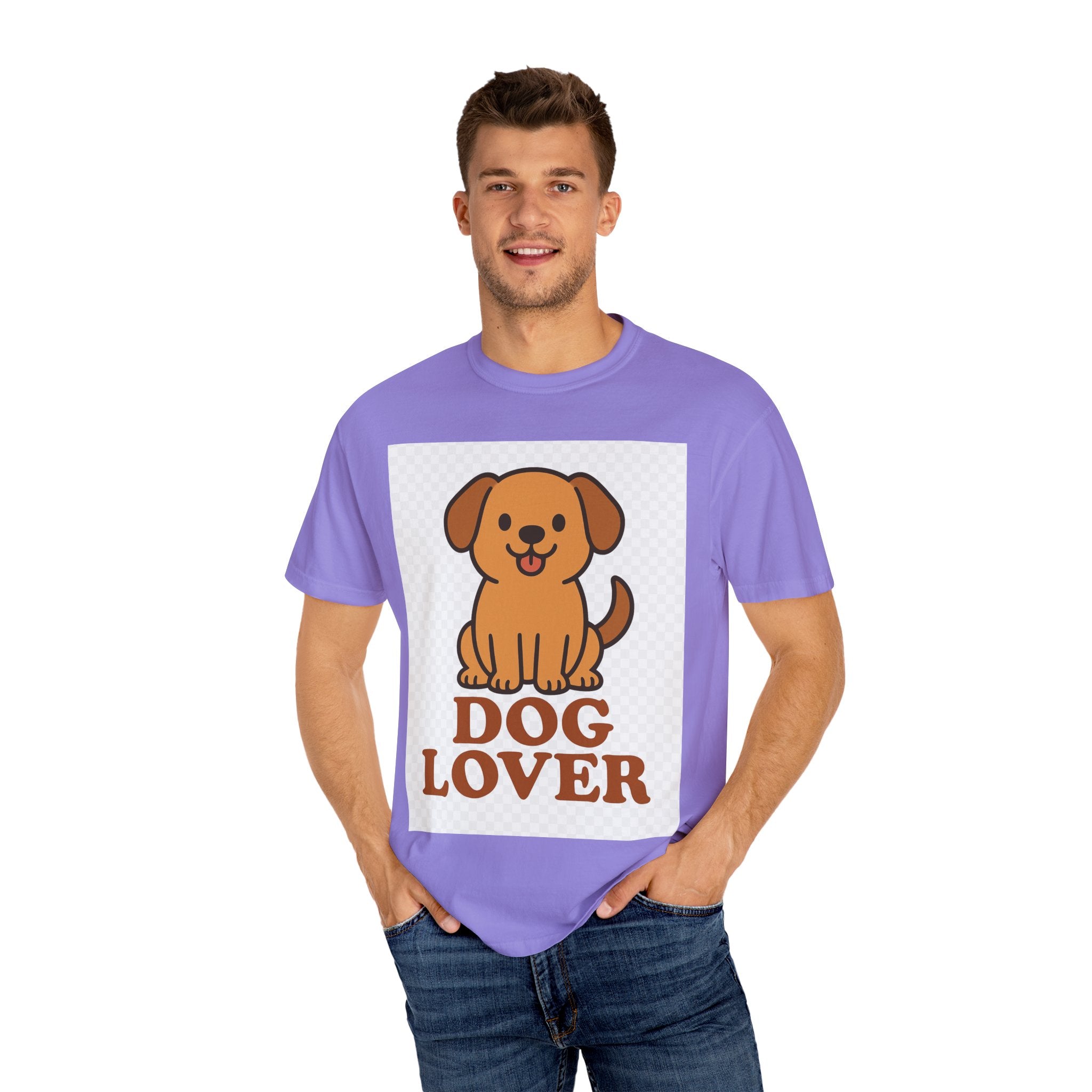 Dog Lover Garment-Dyed T-Shirt, Cute Animal Tee, Pet Parent Gift, Casual Dog Shirt, Unisex Doggy Apparel
