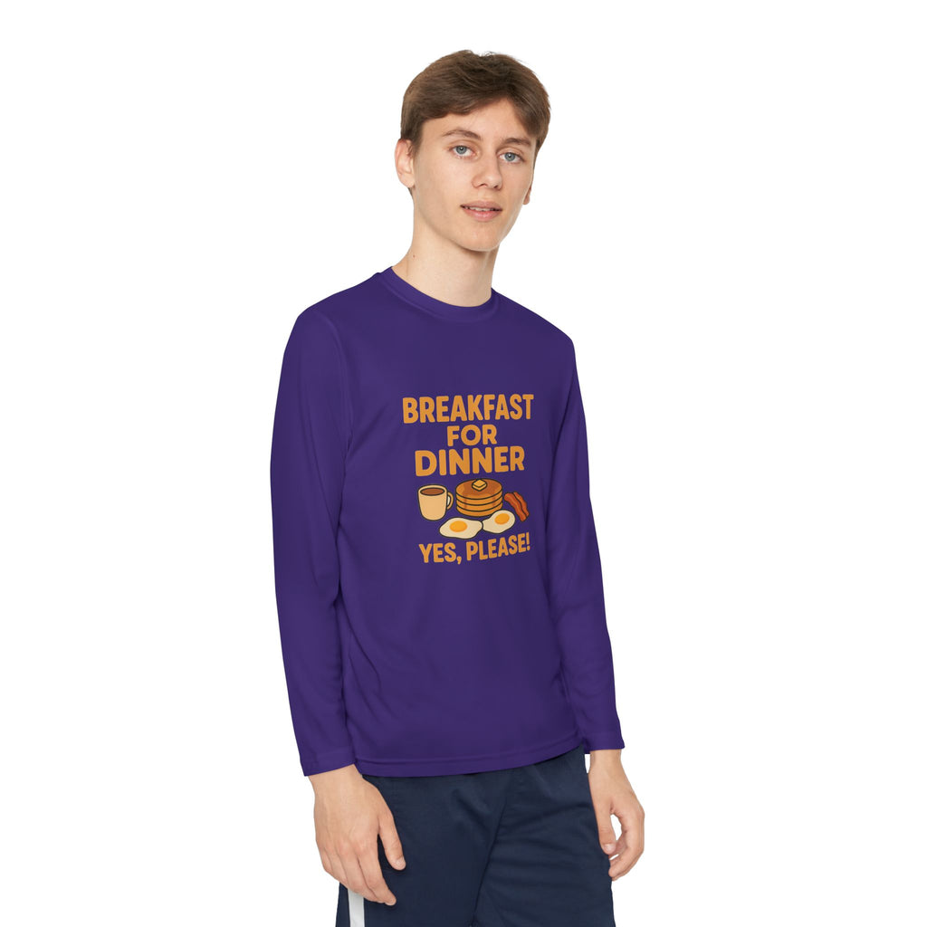 Breakfast For Dinner Youth Long Sleeve Competitor Tee