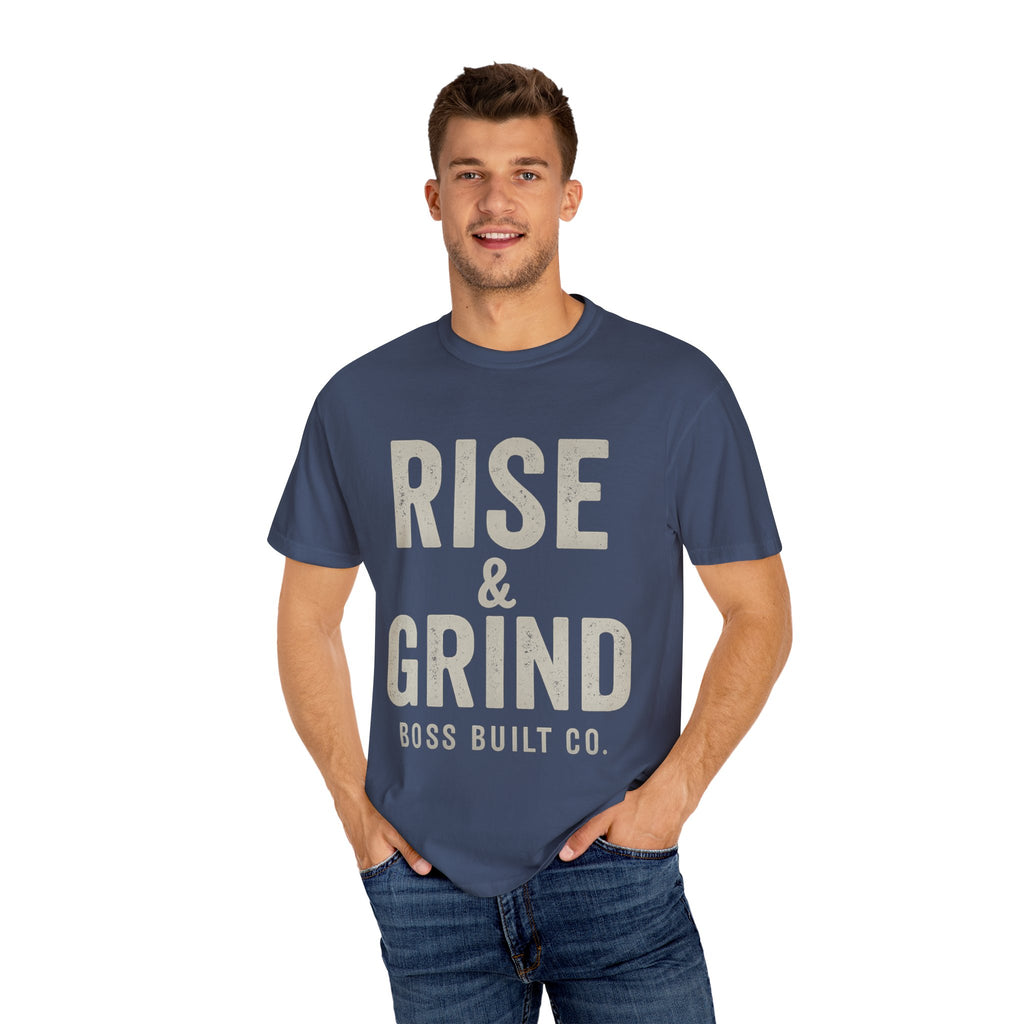 Boss Built Co Rise & Grind T-Shirt — Motivational Graphic Tee for Hustle Mindset