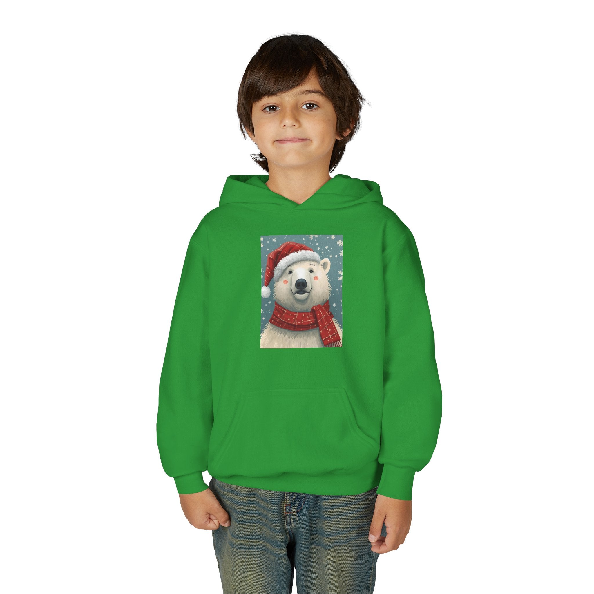 Cozy Polar Bear Christmas Hoodie, Holiday Sweatshirt for Kids, Winter Wear, Gift Idea, Cute Kids Hooded Sweatshirt