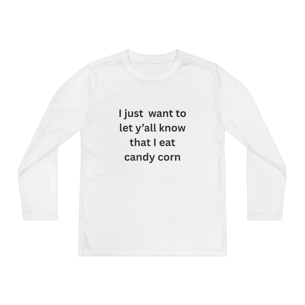 I Eat Candy Corn Youth Long Sleeve Tee with Candy Corn Quote - Perfect for Halloween, Youth Fall Fashion, Cozy Casual Wear, Trick or Treat Shirt, Gift [...]