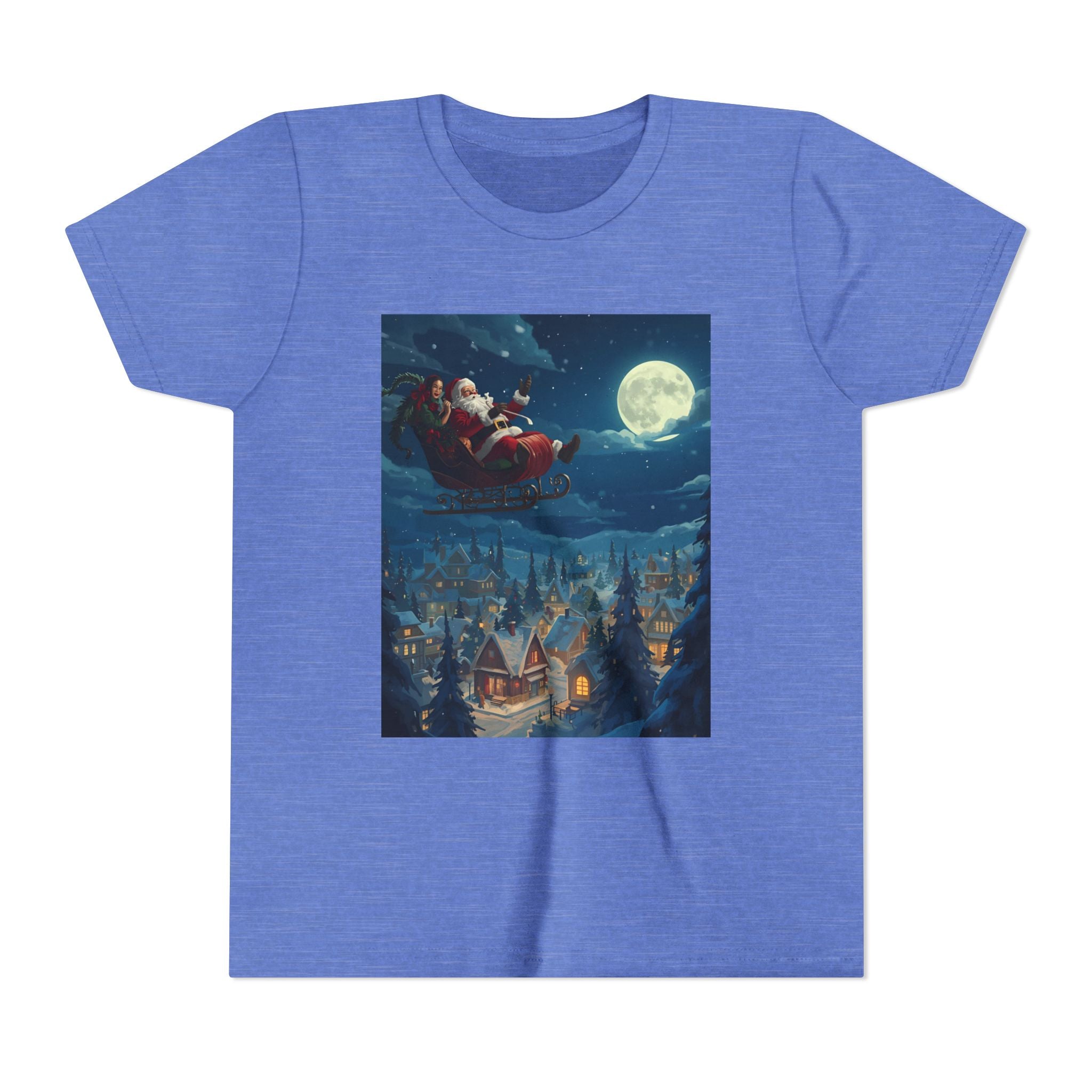 Christmas Santa Sleigh Youth Short Sleeve Tee