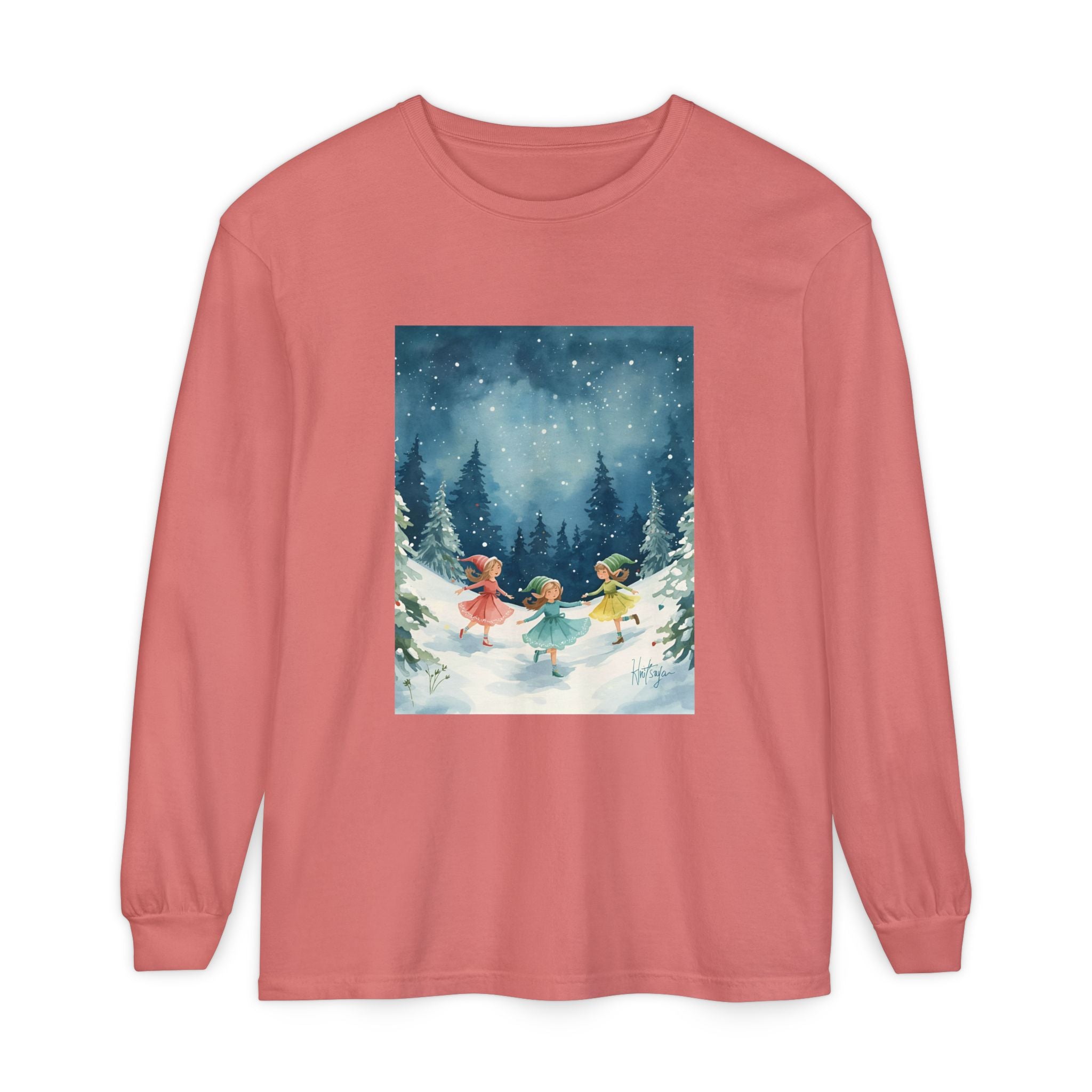 Winter Wonderland Long Sleeve T-Shirt, Cozy Graphic Tee, Perfect for Holidays, Gift for Her, Winter Apparel, Seasonal Fashion